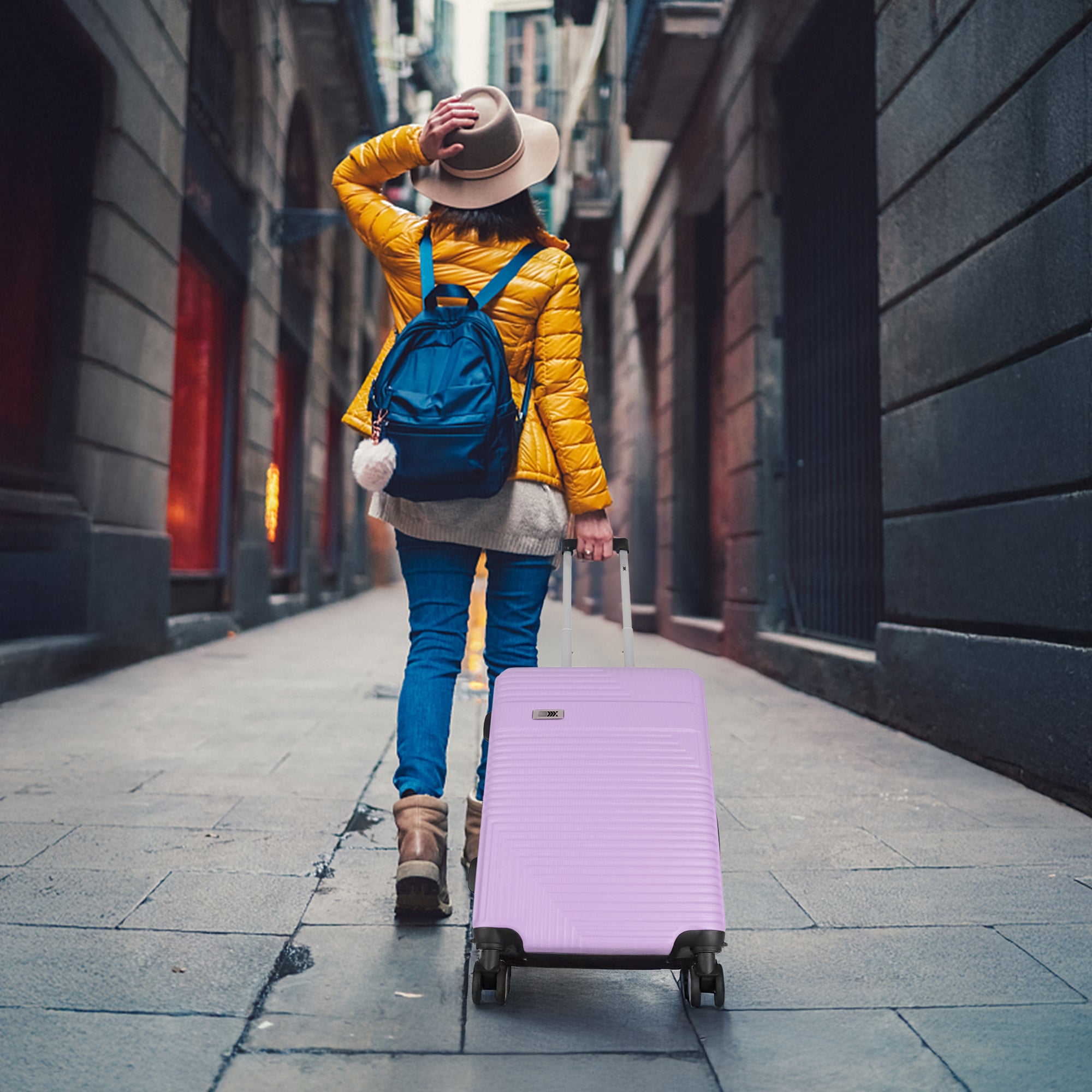 NEW YORK XPRESS WD-588-20" Hardside Carry-On Luggage for Airplane,Hardshell Suitcase with 8 Spinner Wheels