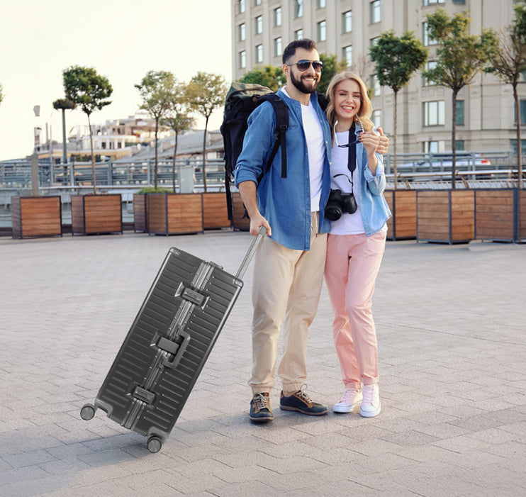 NEW YORK XPRESS Zipperless Luggage AL-12501,20in/30in,Aluminum Frame w/TSA LOCK w/Spinner Wheels