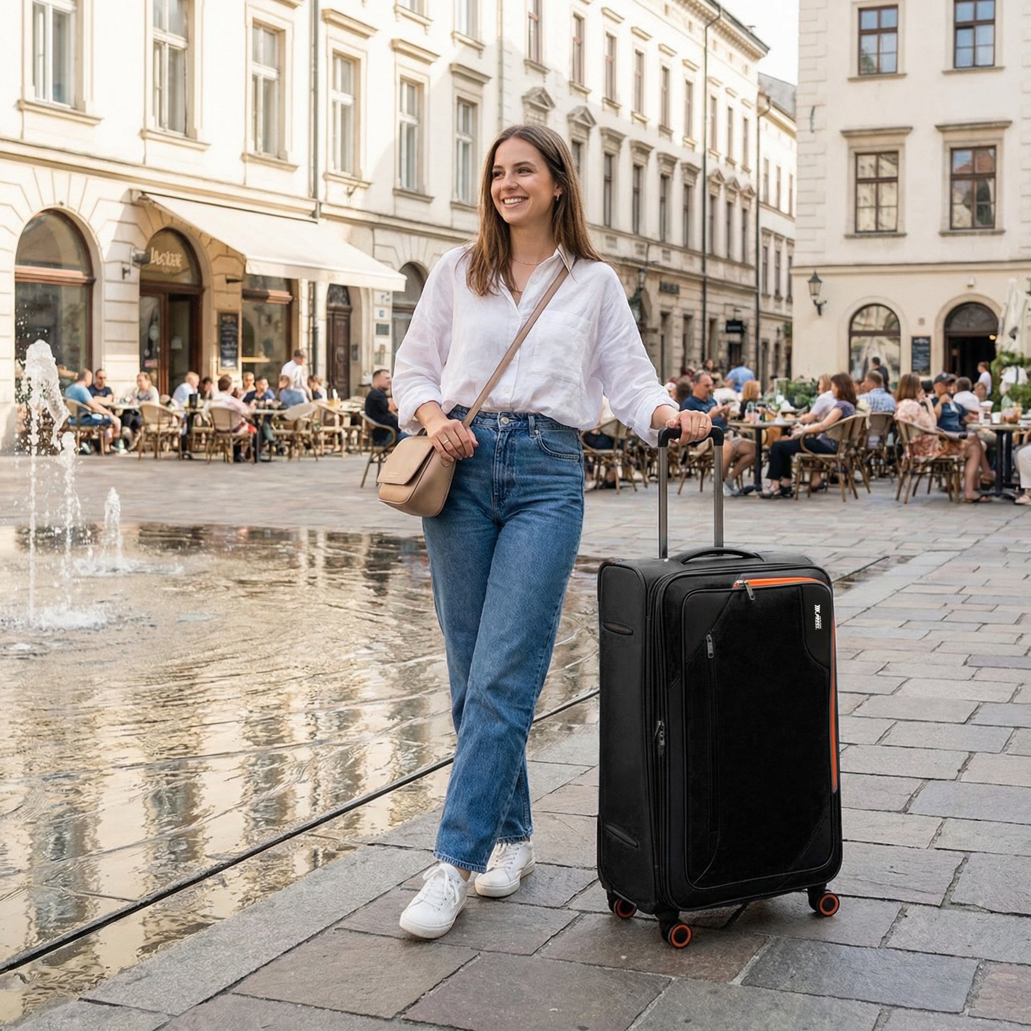 New York XPress WD-8818 Single Suitcase 20''/26''/30'',Softside Suitcase with TSA LOCK,Expandable 20% Luggage with Spinner Wheels,Tear-Resistant