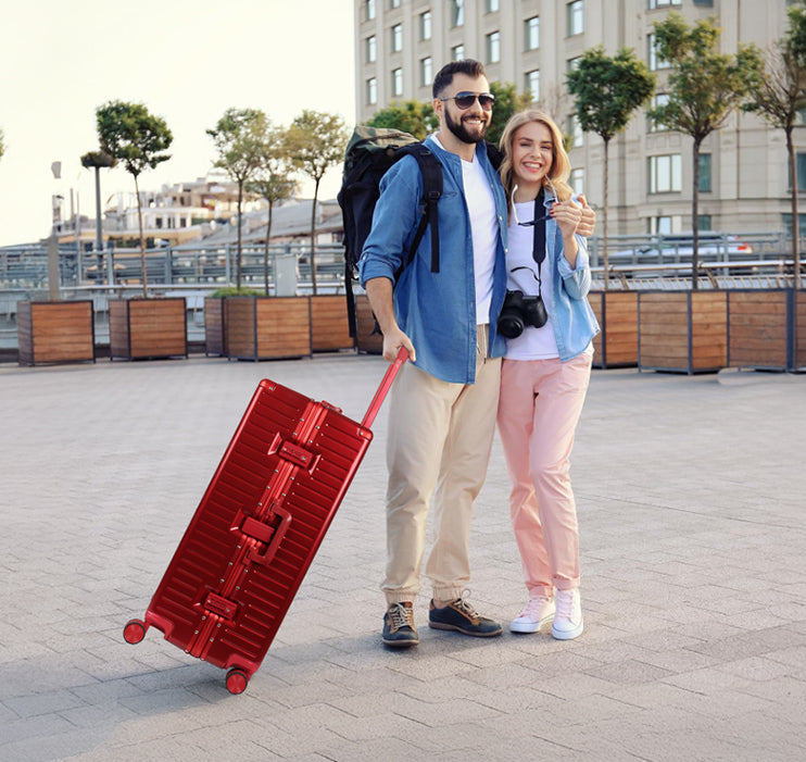 NEW YORK XPRESS Zipperless Luggage AL-12501,20in/30in,Aluminum Frame w/TSA LOCK w/Spinner Wheels