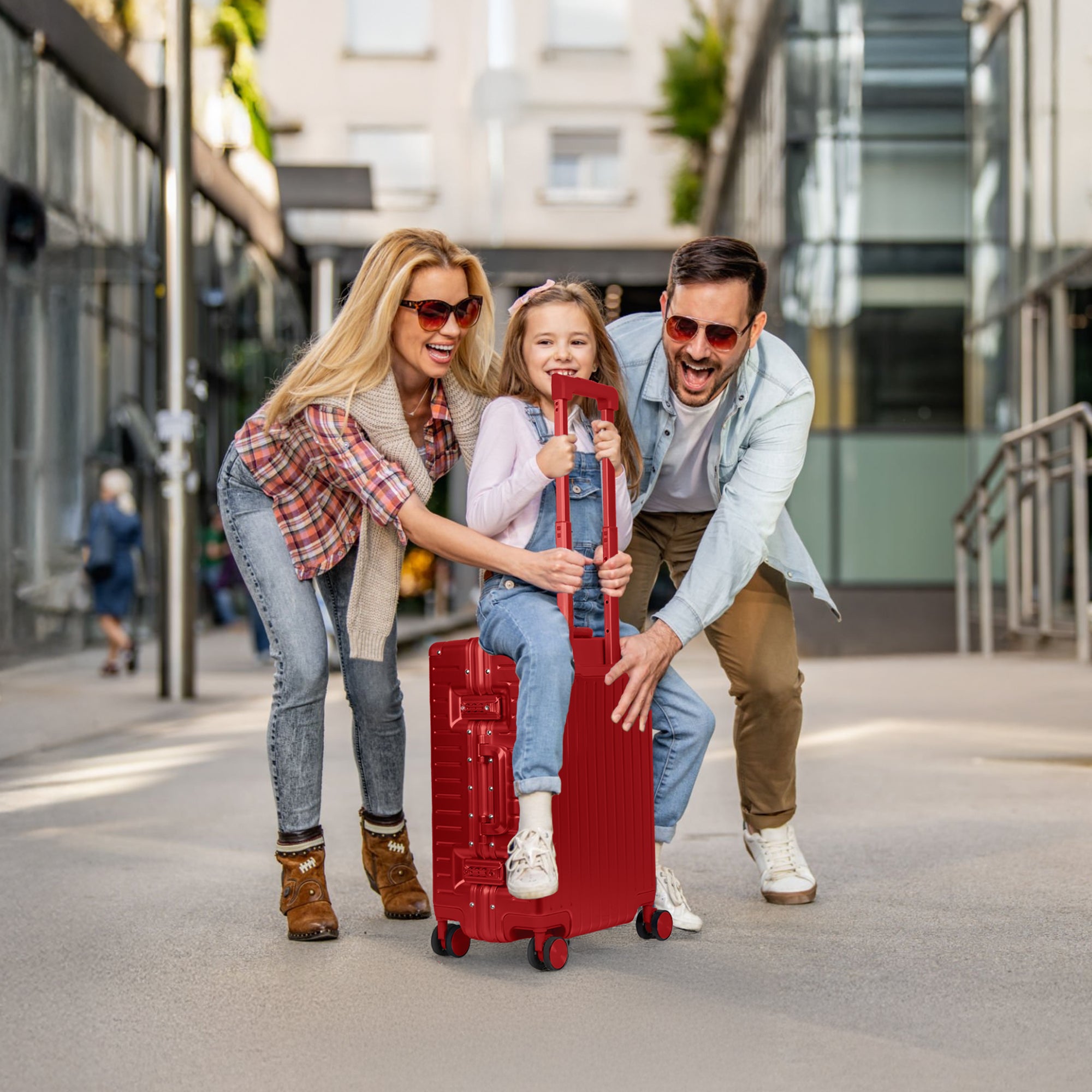 NEW YORK XPRESS Zipperless Luggage AL-12501,20in/30in,Aluminum Frame w/TSA LOCK w/Spinner Wheels