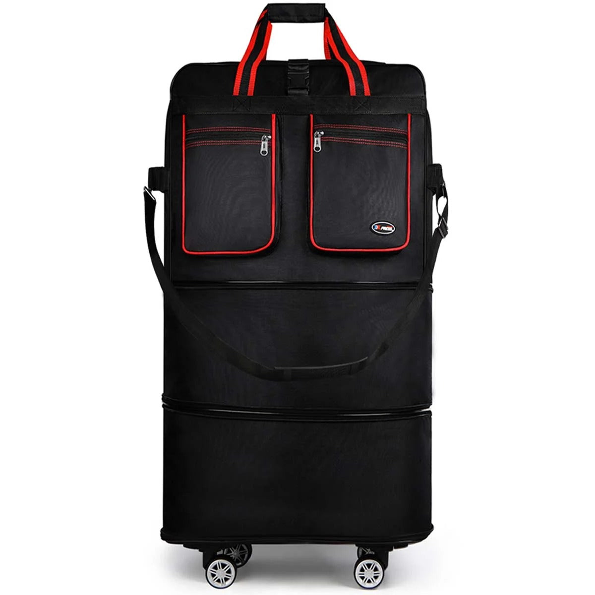 3-Layer Expandable Foldable Suitcase Bag, Luggage Rolling Collapsible Duffel Bag with Removable Spinner Wheels,Large Capacity Water-Resistant Travel Bag for Trip Moving Storage