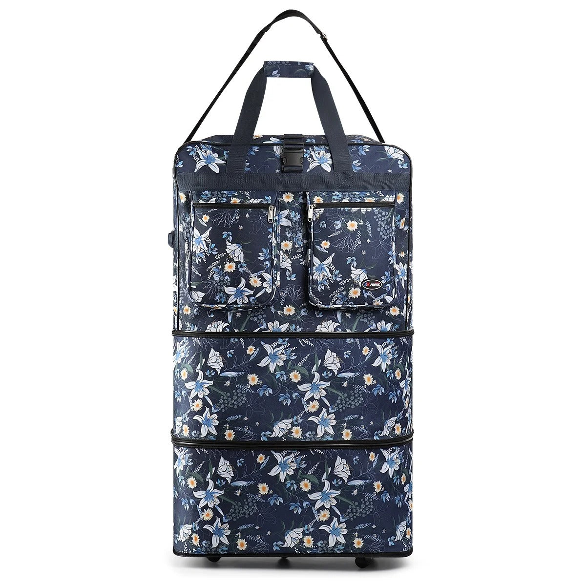 New York XPress 3 Layer Expandable Suitcase Bag Foldable Wheeled Duffel Bag with Wheels & Handles,Waterpoof Large Travel Duffel Bag for Trip Moving Storage