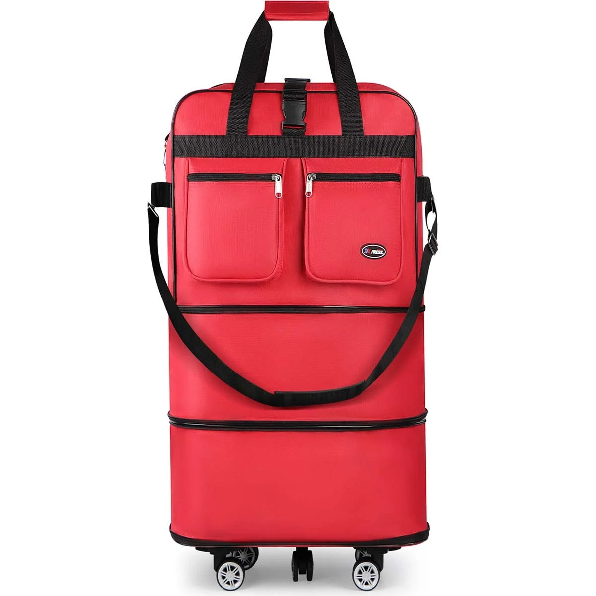 3-Layer Expandable Foldable Suitcase Bag, Luggage Rolling Collapsible Duffel Bag with Removable Spinner Wheels,Large Capacity Water-Resistant Travel Bag for Trip Moving Storage