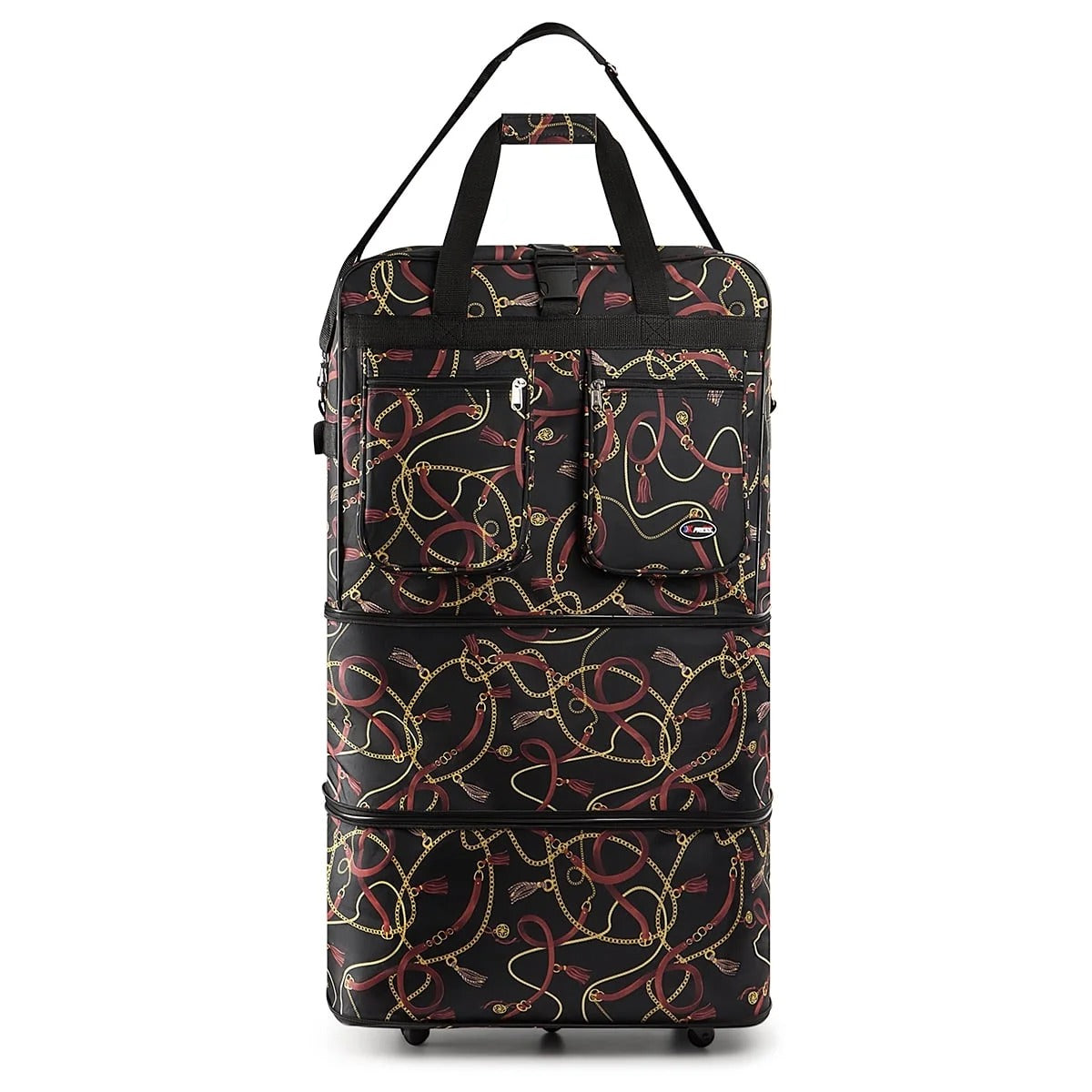New York XPress 3 Layer Expandable Suitcase Bag Foldable Wheeled Duffel Bag with Wheels & Handles,Waterpoof Large Travel Duffel Bag for Trip Moving Storage
