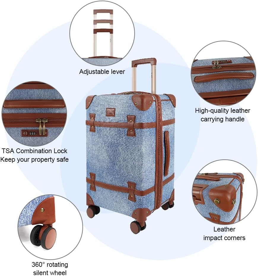 NEW YORK XPRESS 3PCs Luxury Luggage Sets, Vintage Durable Suitcase Sets w/TSA Lock & Double Spinner Wheels (20in/24in/28in)