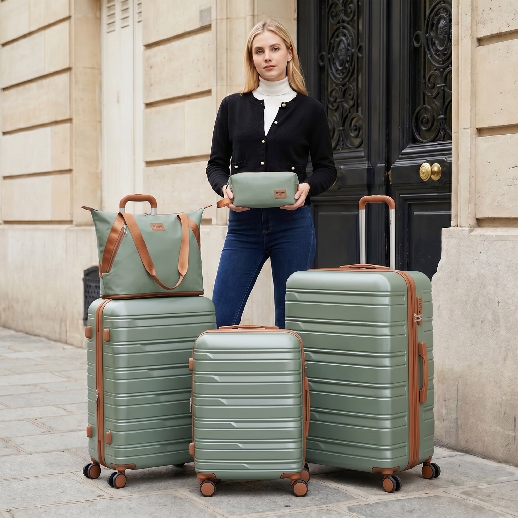 New York XPress 2532,5-Piece ABS Hardshell Luggage Set, Spinner Wheels andCombination LOCK, Lightweight Travel Suitcase for Men/Women