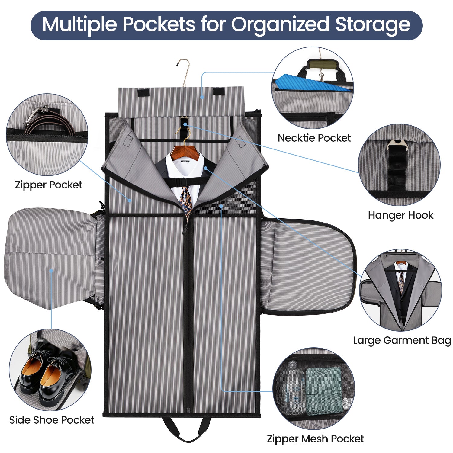 New York XPress GB-161, 2 in 1 Rolling Garment Bag with Wheels,Overnight Bags with Wheels,Rolling Duffle Bag w/Shoes Compartment