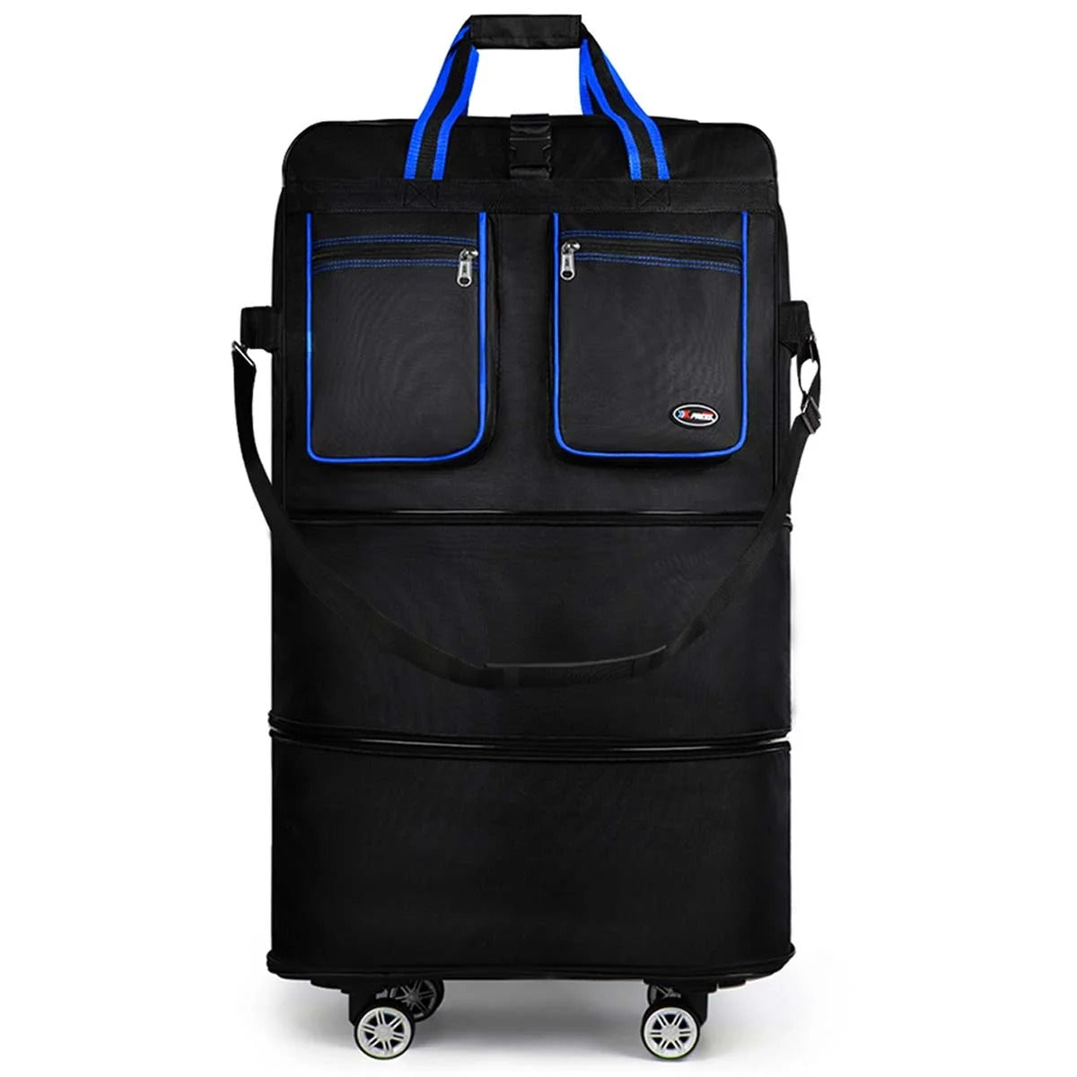 3-Layer Expandable Foldable Suitcase Bag, Luggage Rolling Collapsible Duffel Bag with Removable Spinner Wheels,Large Capacity Water-Resistant Travel Bag for Trip Moving Storage