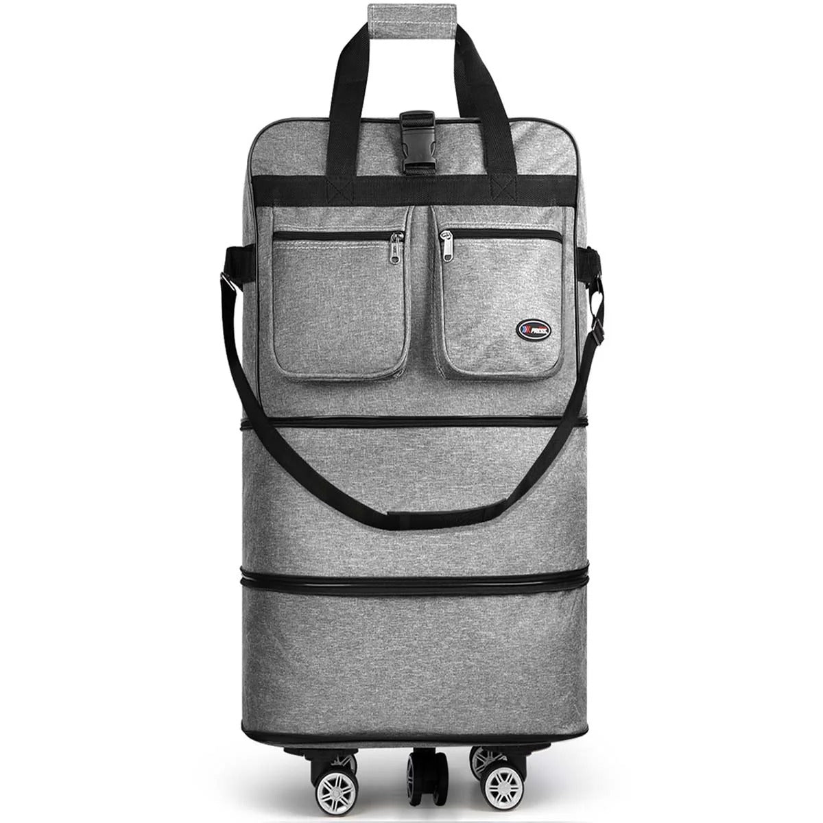 3-Layer Expandable Foldable Suitcase Bag, Luggage Rolling Collapsible Duffel Bag with Removable Spinner Wheels,Large Capacity Water-Resistant Travel Bag for Trip Moving Storage