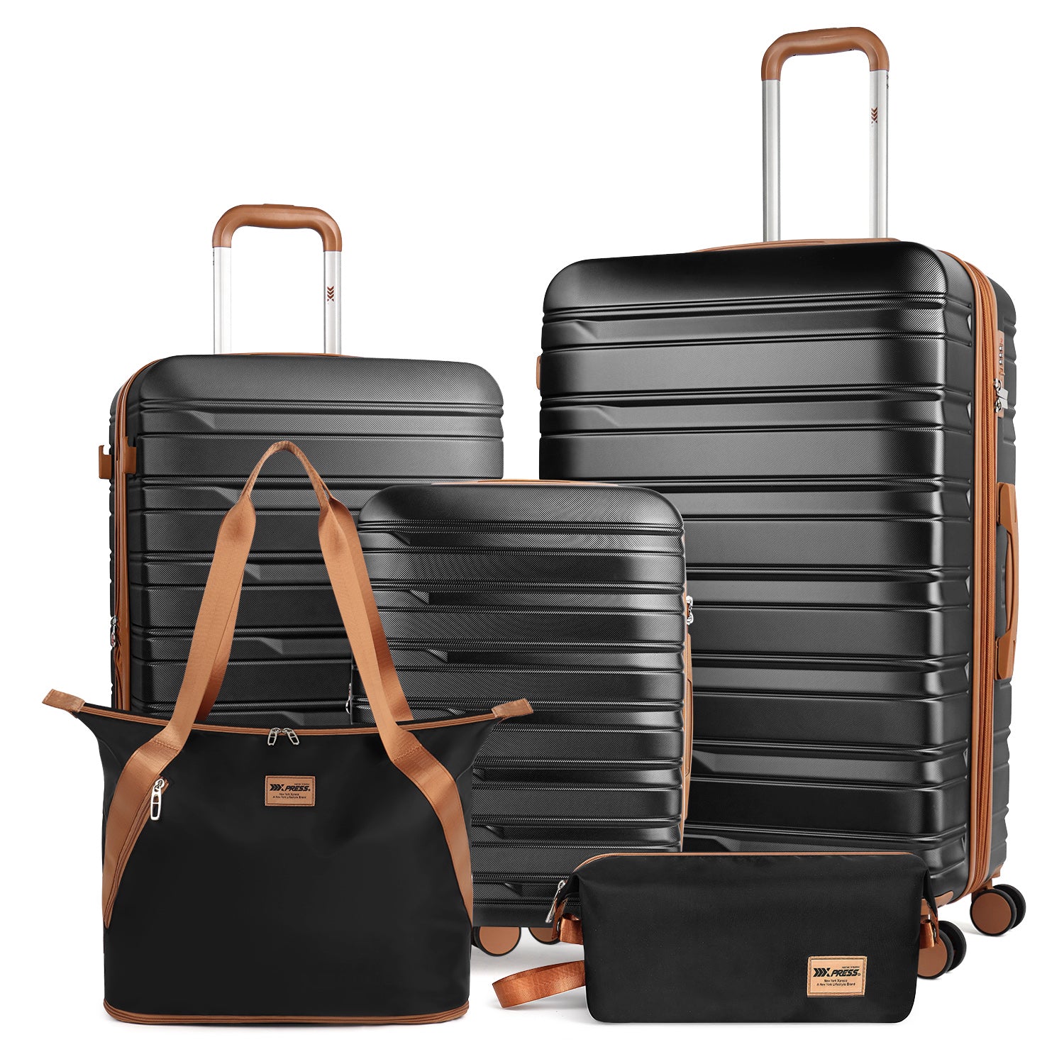 New York XPress 2532,5-Piece ABS Hardshell Luggage Set, Spinner Wheels andCombination LOCK, Lightweight Travel Suitcase for Men/Women