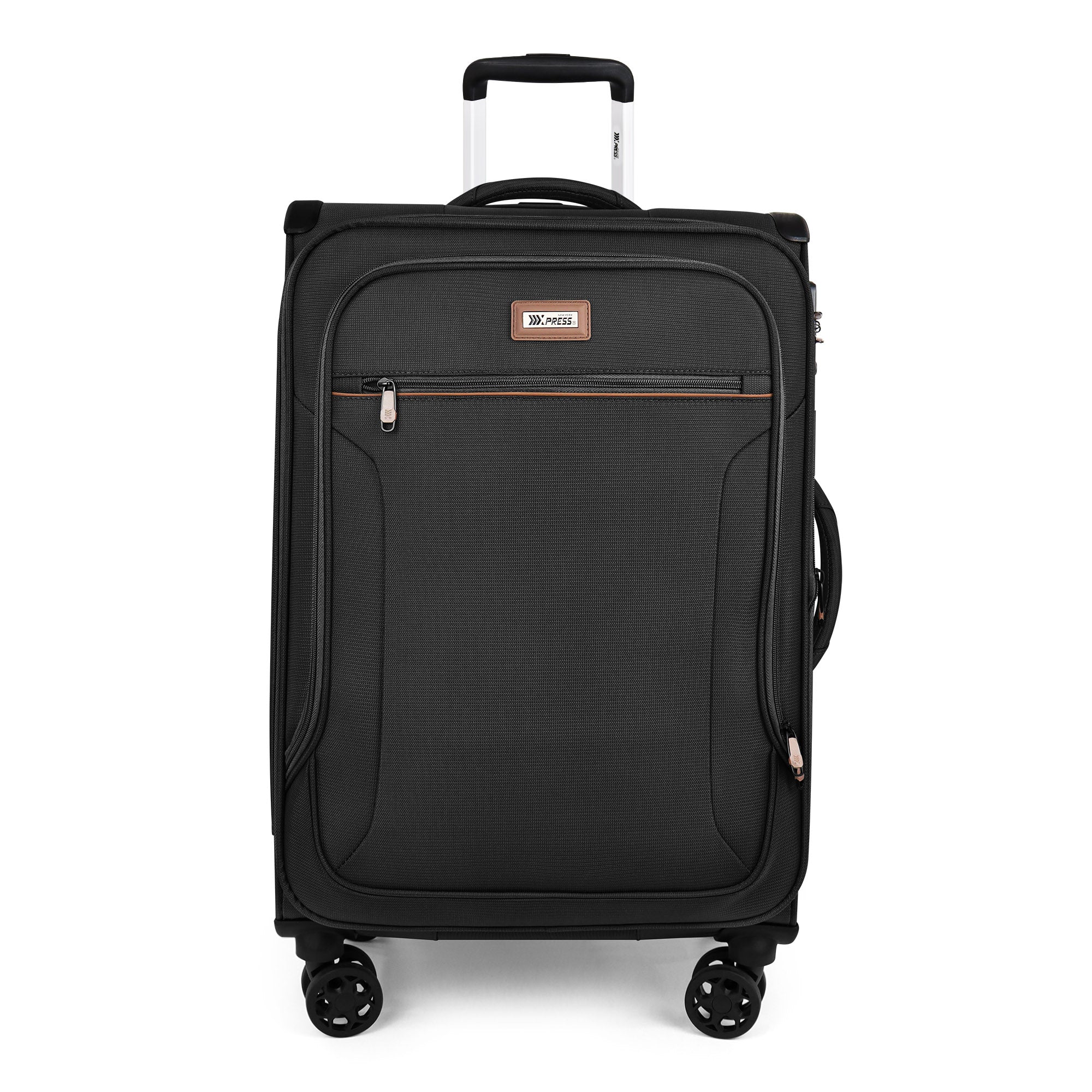 New York XPress XJ-1907,20in/24in/28in-Expandable 20% Luggage-Suitcases with Wheels Hardshell-Softside Luggage-Charcoal Material w/TSA LOCK