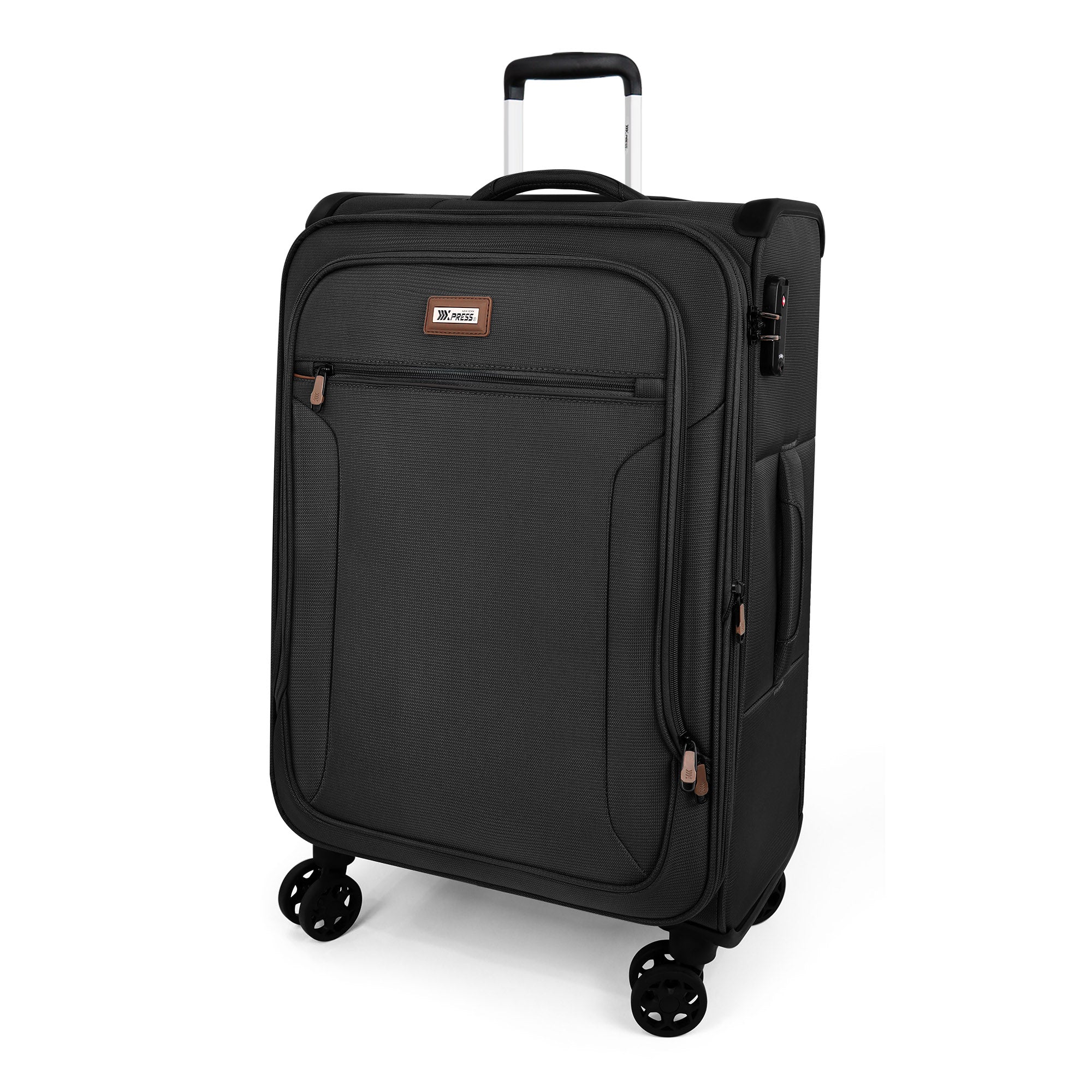 New York XPress XJ-1907,20in/24in/28in-Expandable 20% Luggage-Suitcases with Wheels Hardshell-Softside Luggage-Charcoal Material w/TSA LOCK