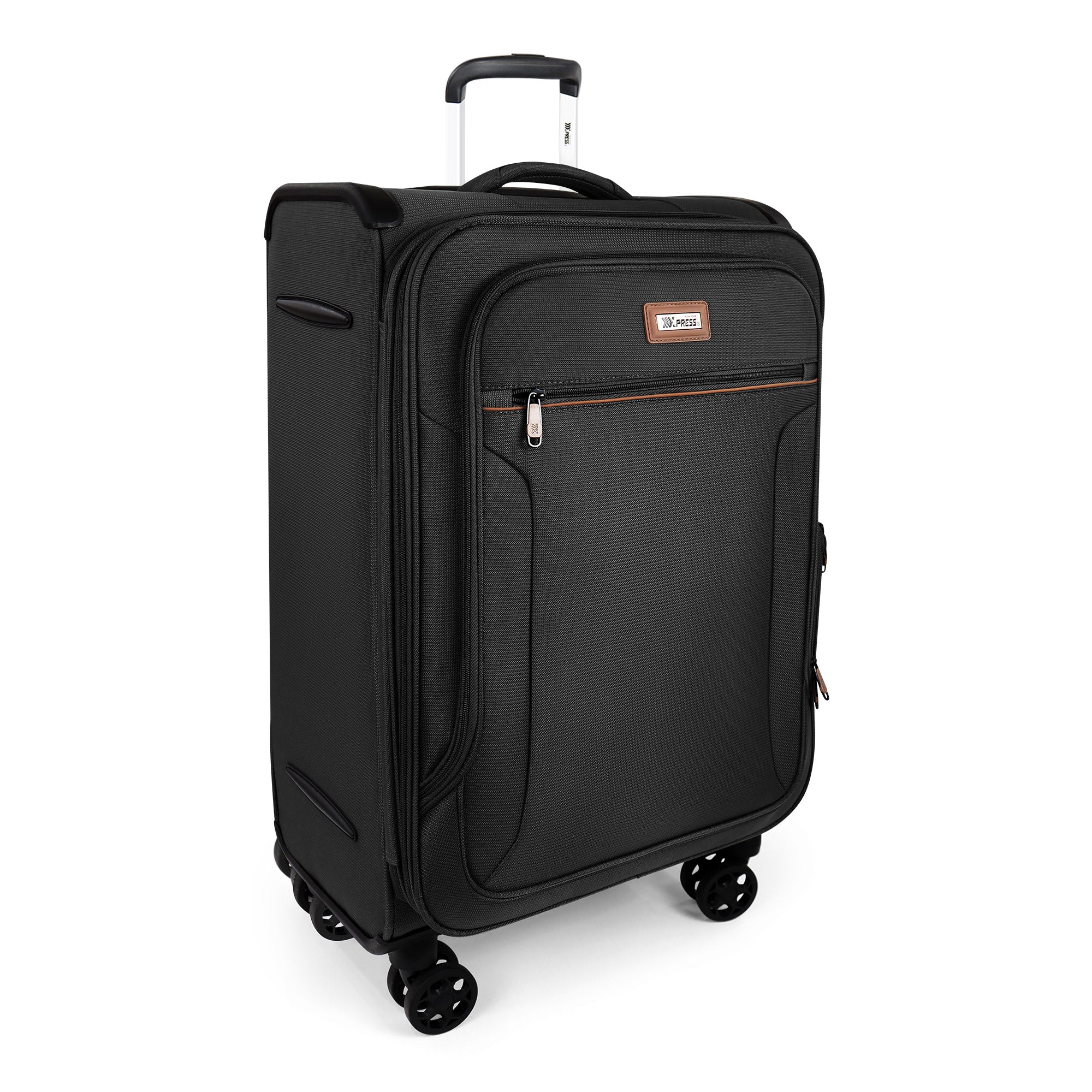 New York XPress XJ-1907,20in/24in/28in-Expandable 20% Luggage-Suitcases with Wheels Hardshell-Softside Luggage-Charcoal Material w/TSA LOCK