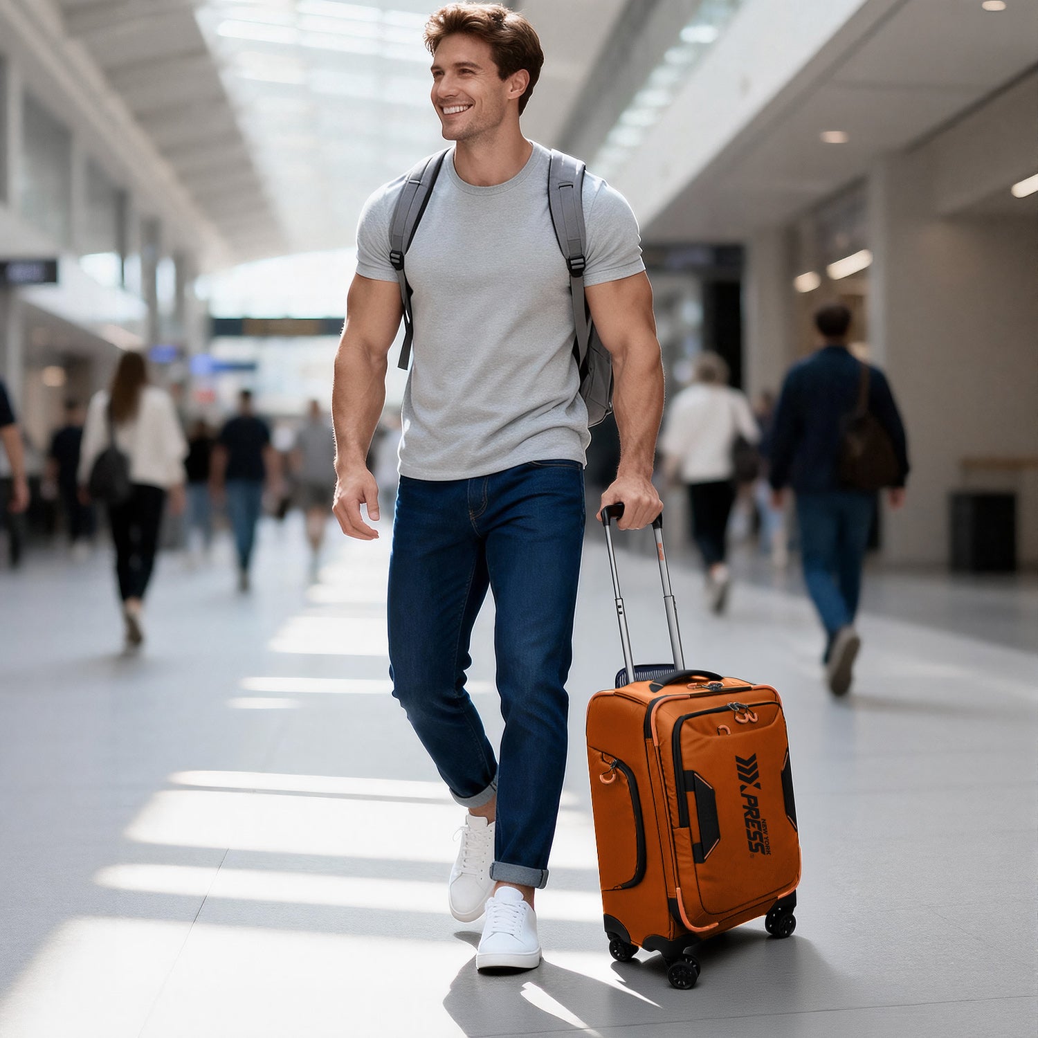 New York XPress TA-8353,20" Luggage, 24in/28in Softside Suitcase w/Double Spinner Wheels, Waterproof,Lightweight Rolling Suitcases for Men/Women