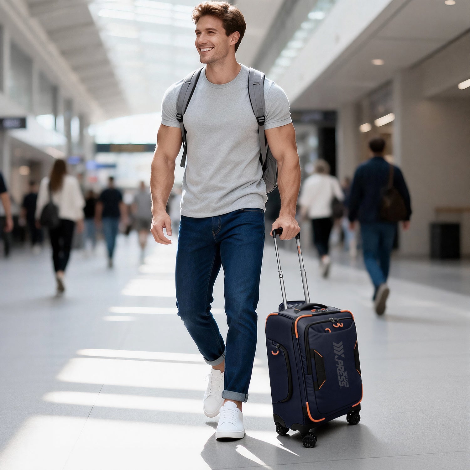 New York XPress TA-8353,20" Luggage, 24in/28in Softside Suitcase w/Double Spinner Wheels, Waterproof,Lightweight Rolling Suitcases for Men/Women
