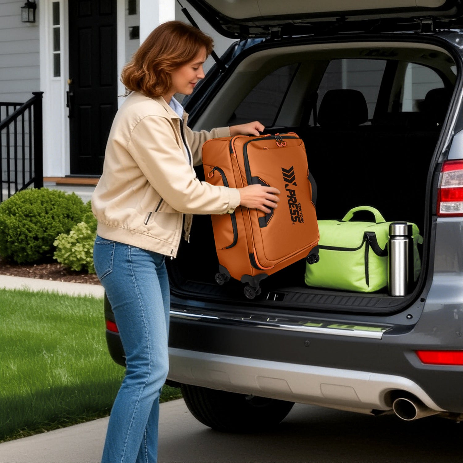 New York XPress TA-8353,20" Luggage, 24in/28in Softside Suitcase w/Double Spinner Wheels, Waterproof,Lightweight Rolling Suitcases for Men/Women