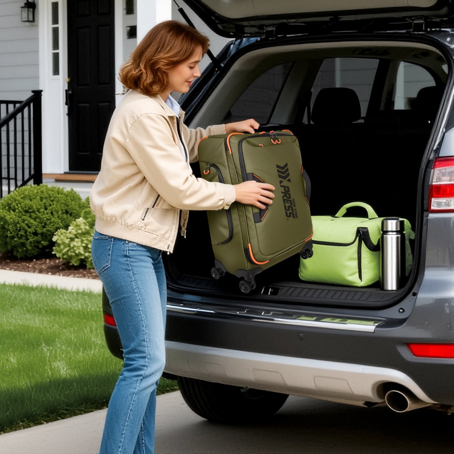 New York XPress TA-8353,20" Luggage, 24in/28in Softside Suitcase w/Double Spinner Wheels, Waterproof,Lightweight Rolling Suitcases for Men/Women