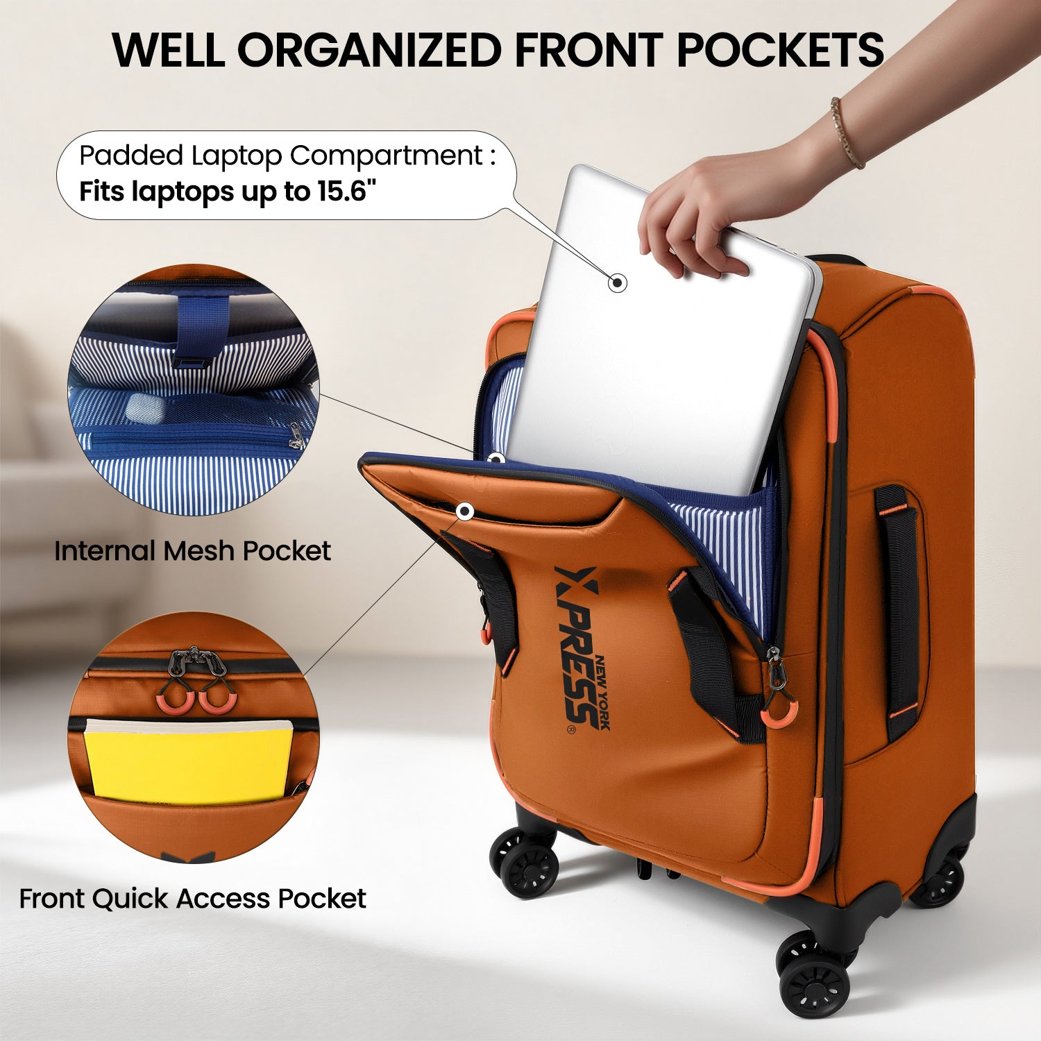 New York XPress TA-8353,20" Luggage, 24in/28in Softside Suitcase w/Double Spinner Wheels, Waterproof,Lightweight Rolling Suitcases for Men/Women