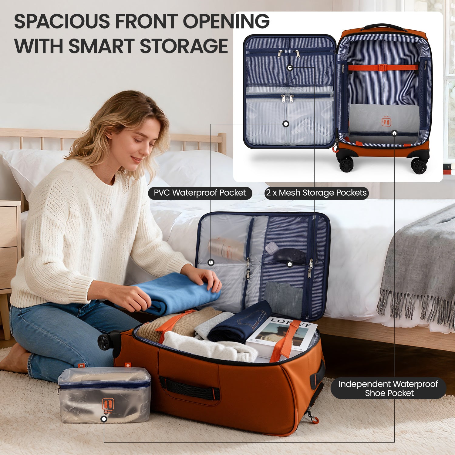 New York XPress TA-8353,20" Luggage, 24in/28in Softside Suitcase w/Double Spinner Wheels, Waterproof,Lightweight Rolling Suitcases for Men/Women