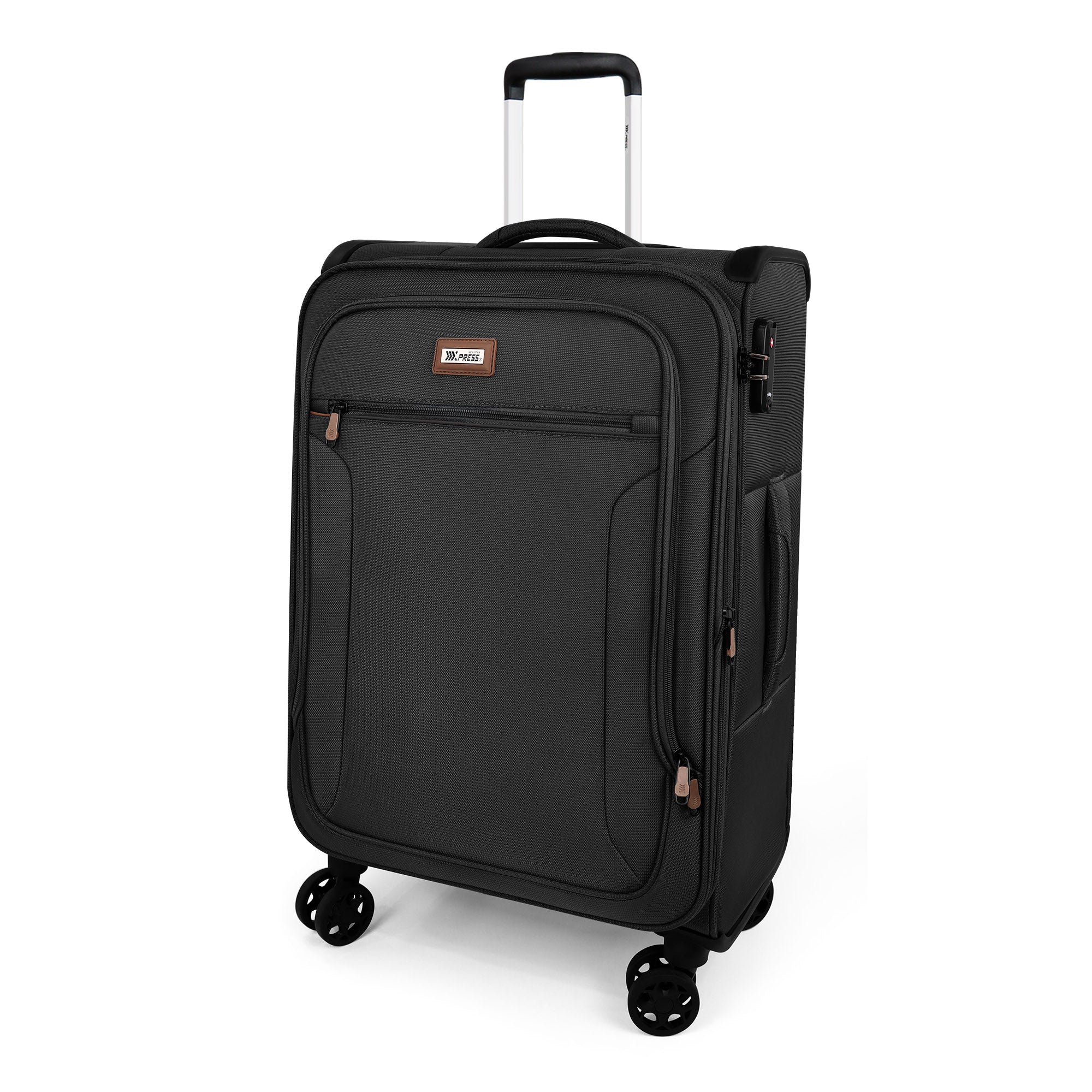 New York XPress XJ-1907,20in/24in/28in-Expandable 20% Luggage-Suitcases with Wheels Hardshell-Softside Luggage-Charcoal Material w/TSA LOCK