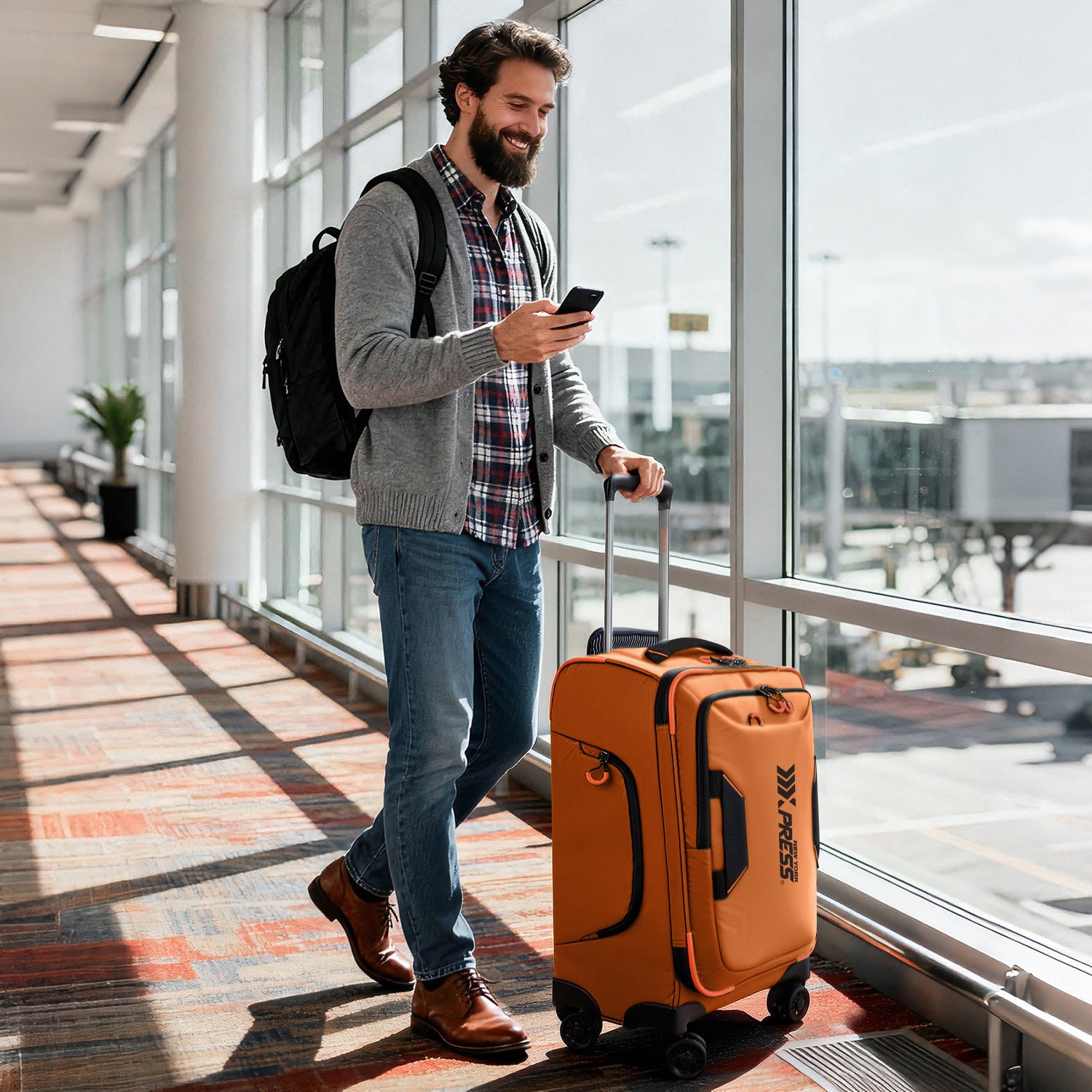 New York XPress TA-8353,20" Luggage, 24in/28in Softside Suitcase w/Double Spinner Wheels, Waterproof,Lightweight Rolling Suitcases for Men/Women