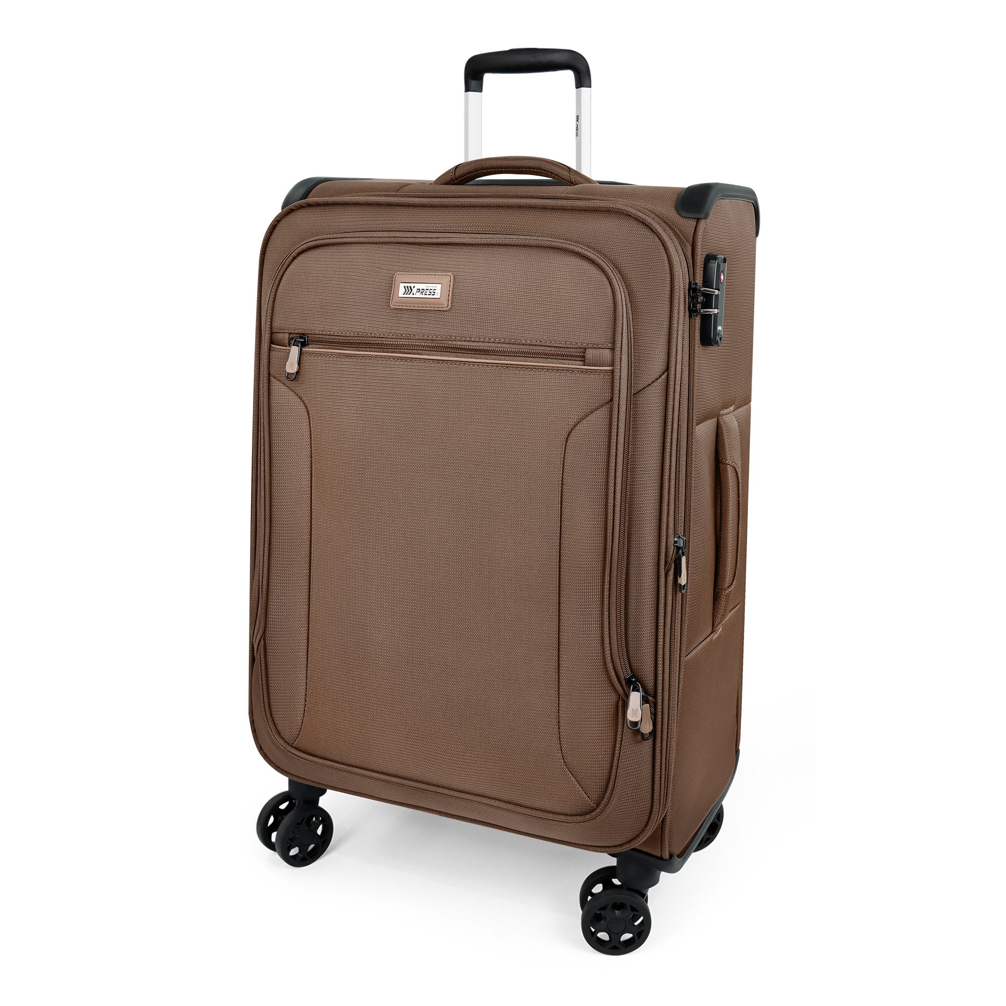 New York XPress XJ-1907,20in/24in/28in-Expandable 20% Luggage-Suitcases with Wheels Hardshell-Softside Luggage-Charcoal Material w/TSA LOCK