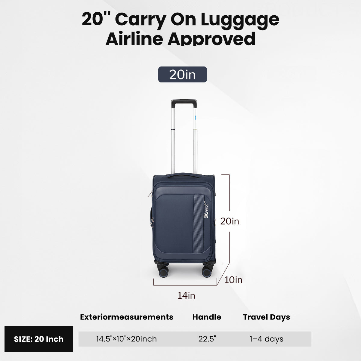 New York XPress 8809 Single Suitcase 20''/26''/30'',Softside Luggage w/Spinner Wheels and TSA LOCK,Lightweight Luggage for Men Women
