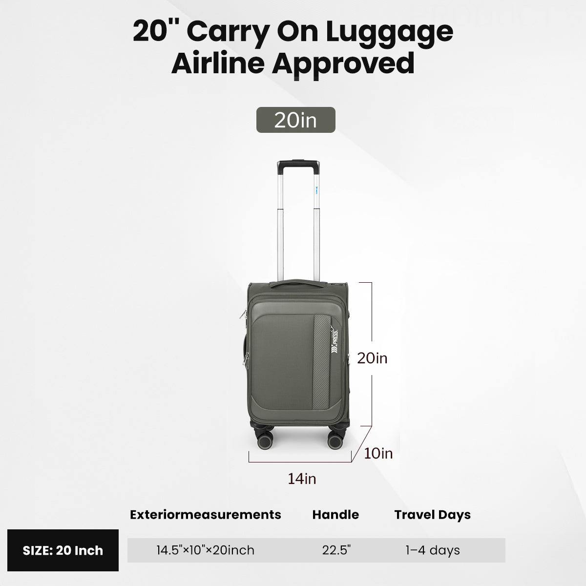 New York XPress 8809 Single Suitcase 20''/26''/30'',Softside Luggage w/Spinner Wheels and TSA LOCK,Lightweight Luggage for Men Women