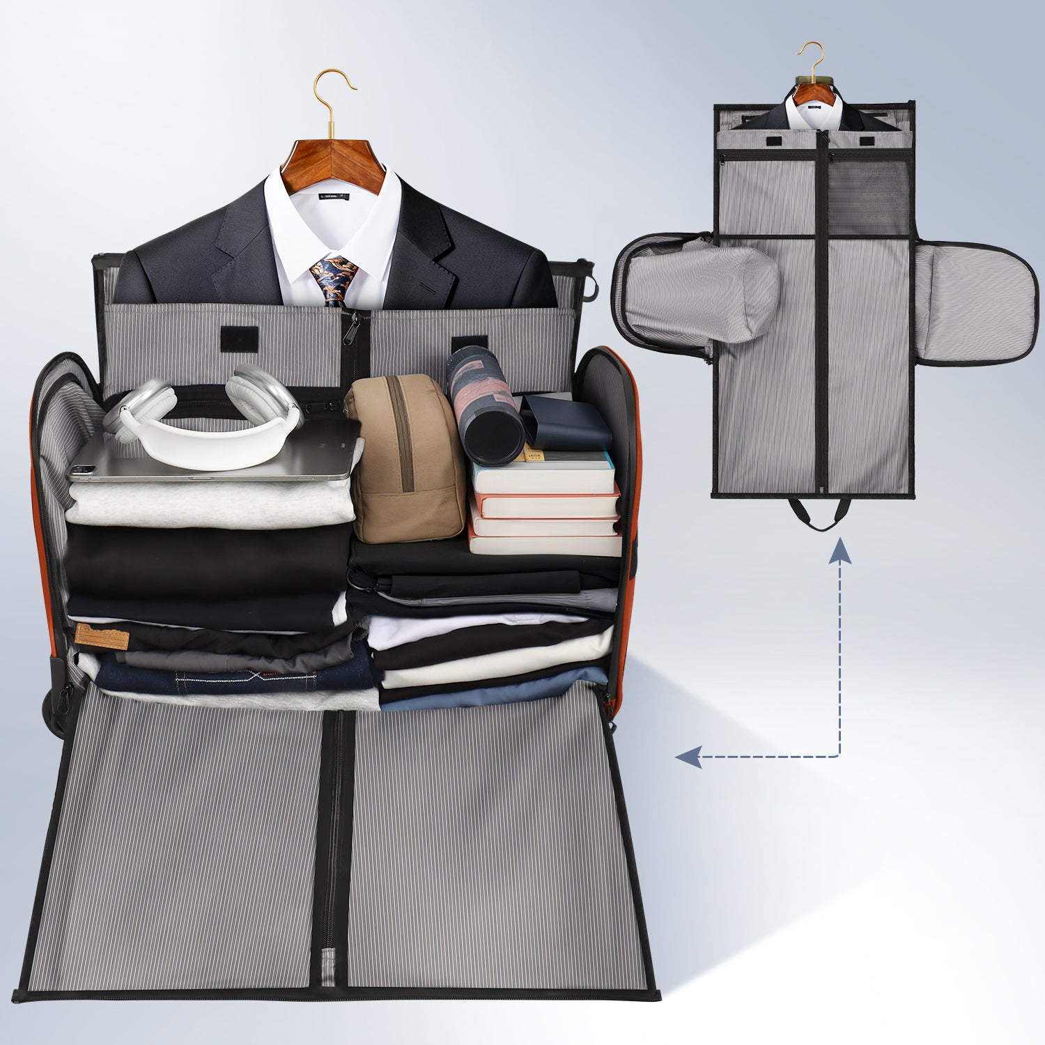 New York XPress GB-161, 2 in 1 Rolling Garment Bag with Wheels,Overnight Bags with Wheels,Rolling Duffle Bag w/Shoes Compartment