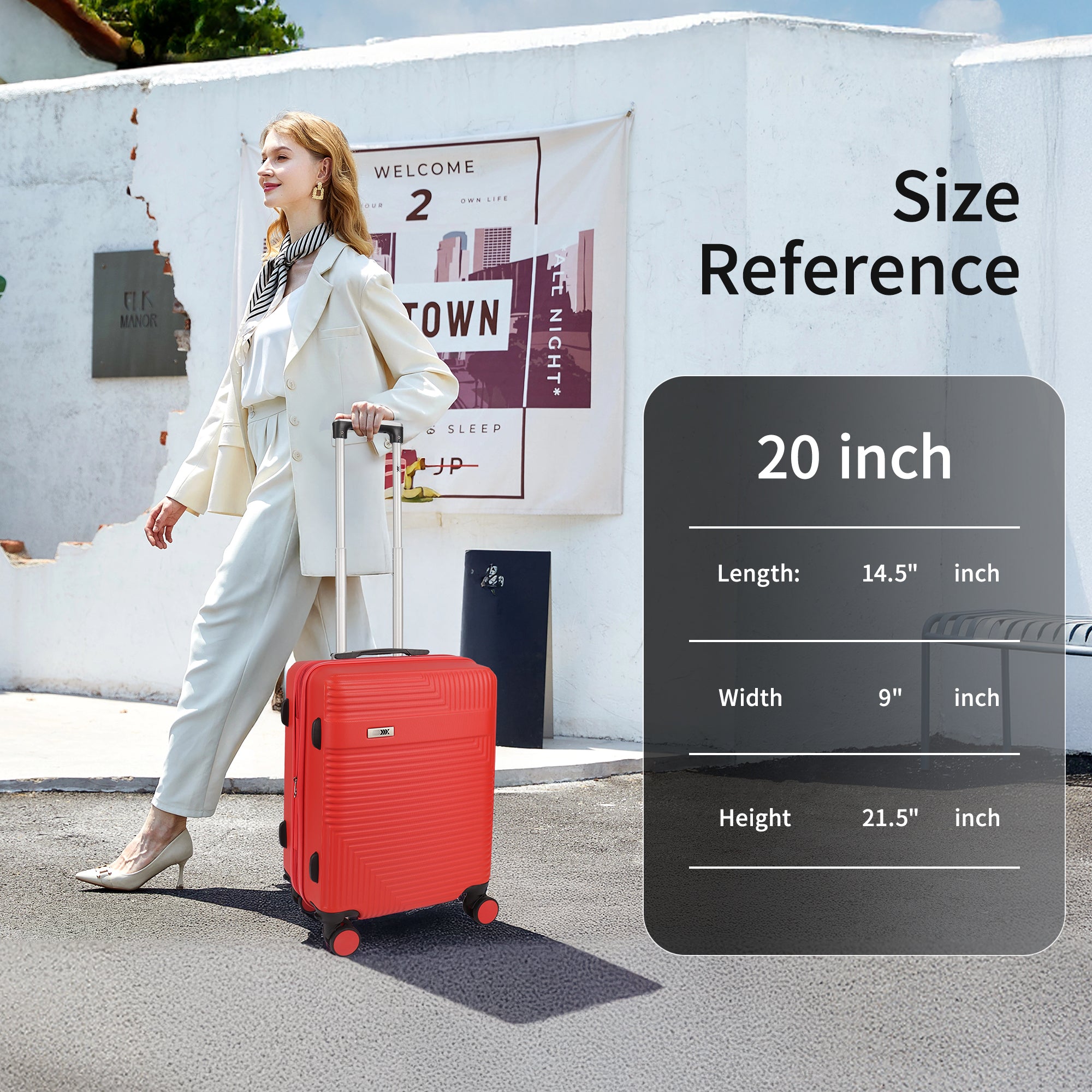 NEW YORK XPRESS WD-588-20" Hardside Carry-On Luggage for Airplane,Hardshell Suitcase with 8 Spinner Wheels