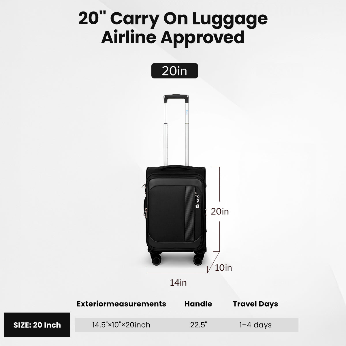 New York XPress 8809 Single Suitcase 20''/26''/30'',Softside Luggage w/Spinner Wheels and TSA LOCK,Lightweight Luggage for Men Women