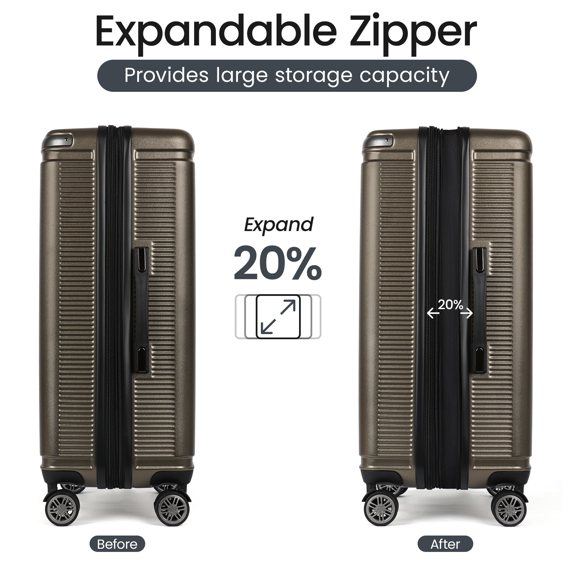 New York XPress WD577,Single Suitcase 20/26/30in Hardshell Luggage, TSA LOCK, w/Spinner Wheels,Expandable 20%, Lightweight Rolling Suitcase