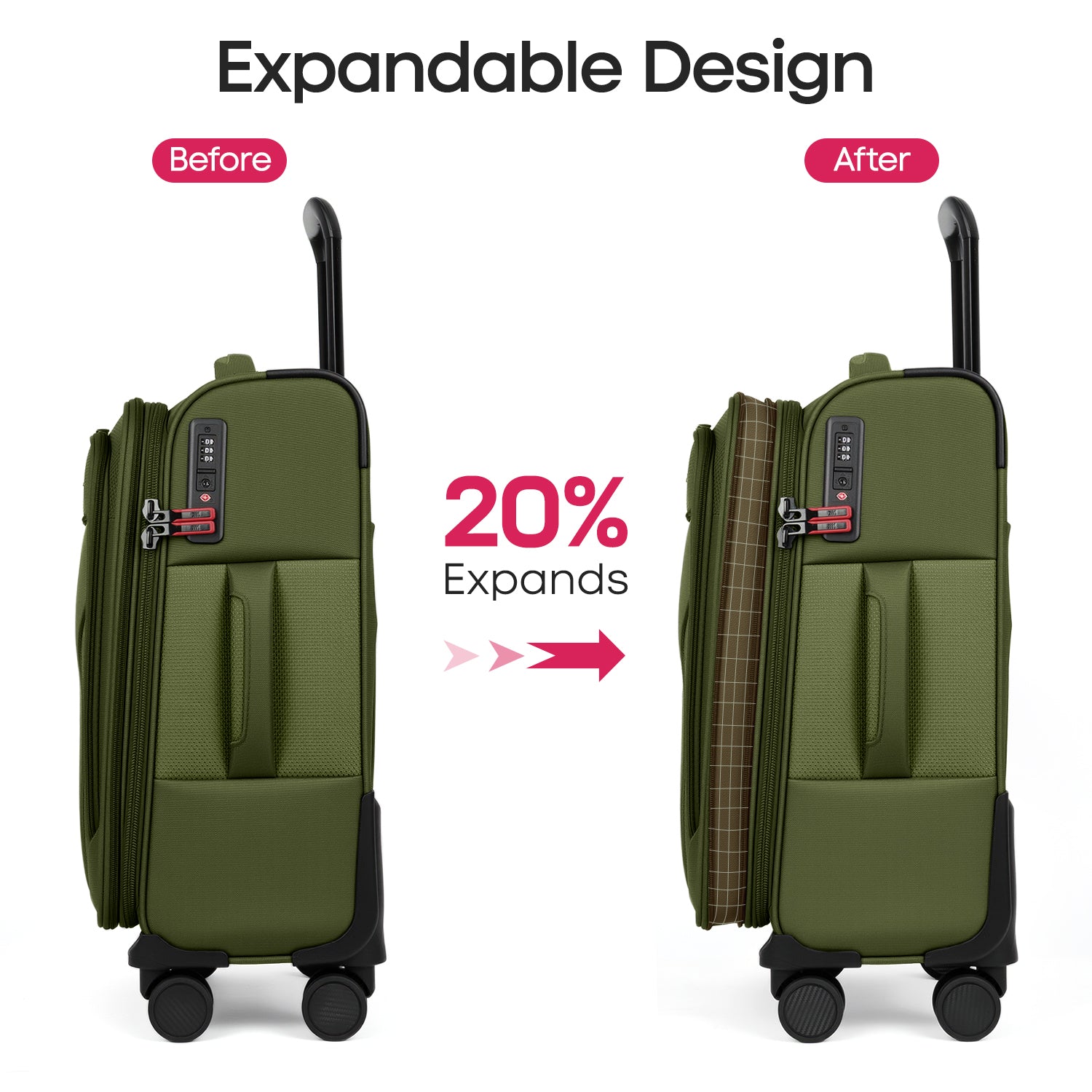 New York XPress WD-8817 3PCS Softside Luggage Set, Expandable Spinner with TSA LOCK, Lightweight Travel Suitcase for Men Women (20/26/30in) 