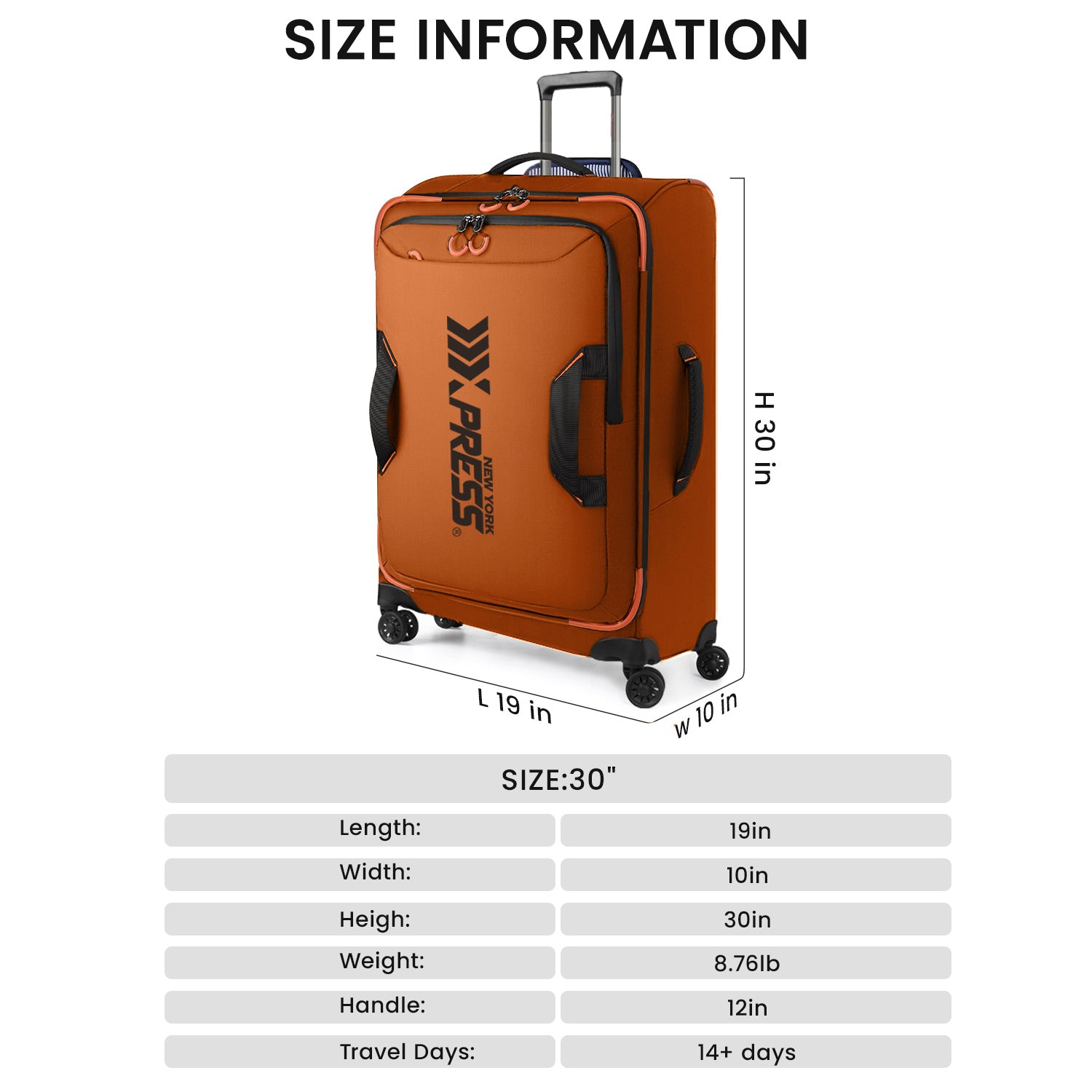 New York XPress TA-8353,20" Luggage, 24in/28in Softside Suitcase w/Double Spinner Wheels, Waterproof,Lightweight Rolling Suitcases for Men/Women