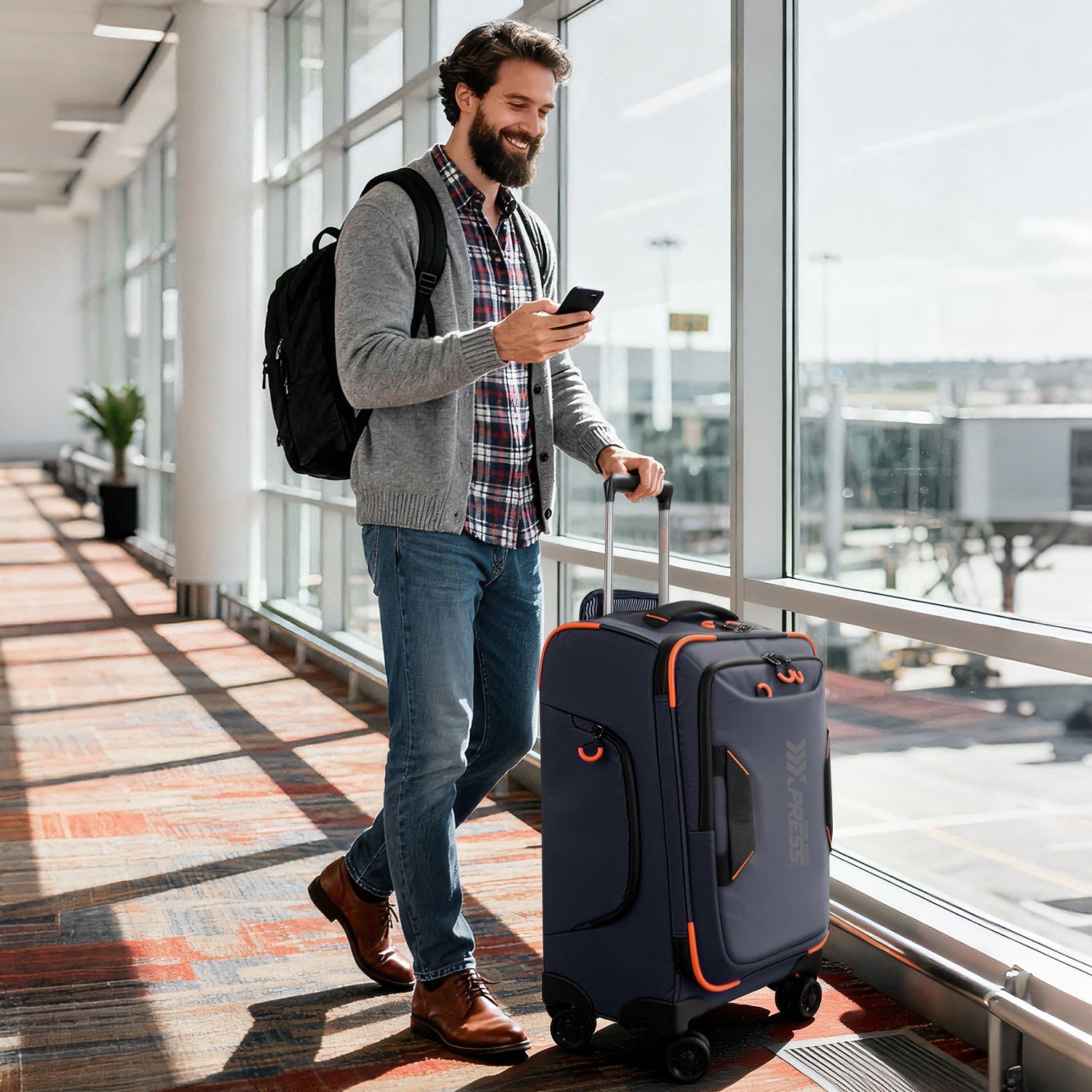 New York XPress TA-8353,20" Luggage, 24in/28in Softside Suitcase w/Double Spinner Wheels, Waterproof,Lightweight Rolling Suitcases for Men/Women