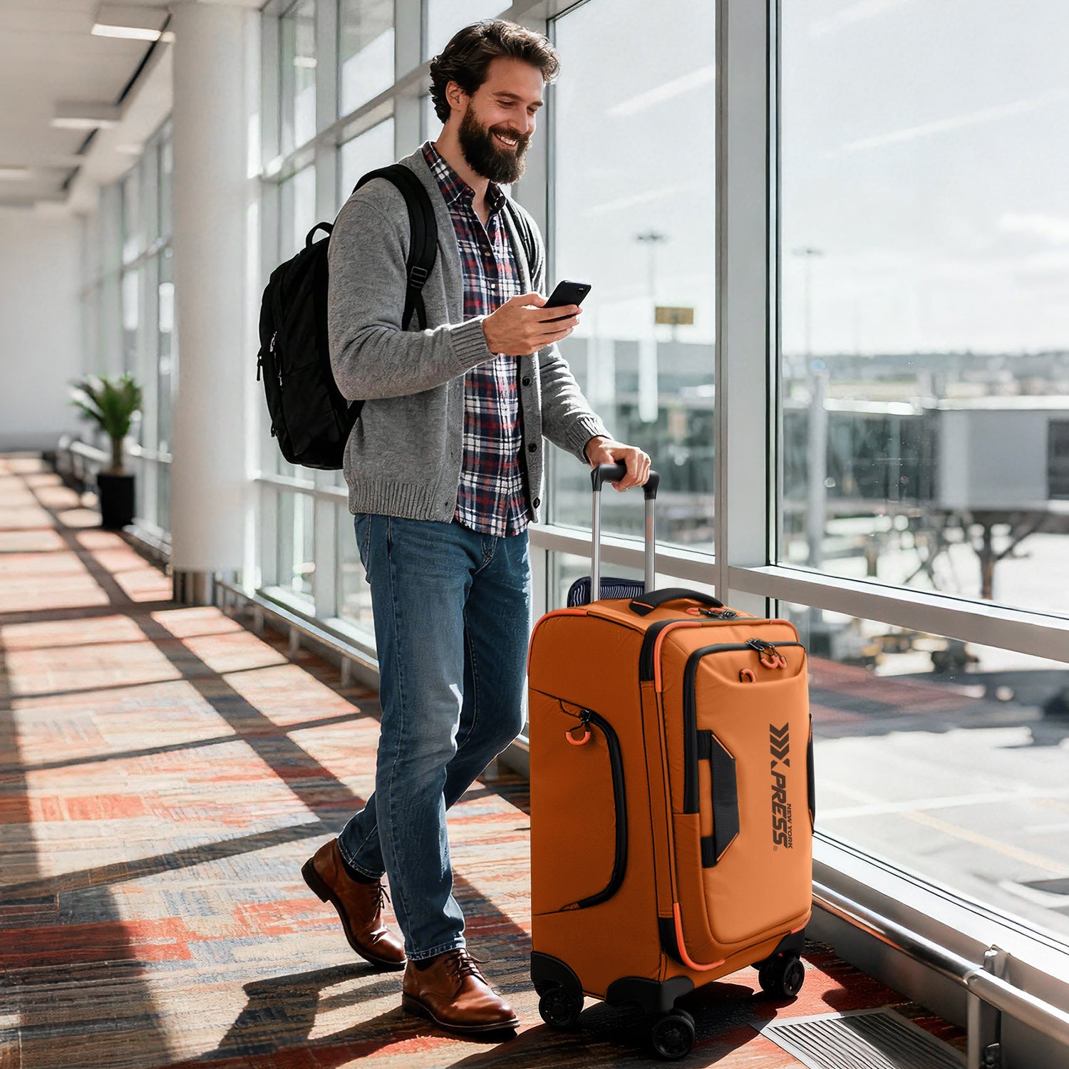 New York XPress TA-8353,20" Luggage, 24in/28in Softside Suitcase w/Double Spinner Wheels, Waterproof,Lightweight Rolling Suitcases for Men/Women