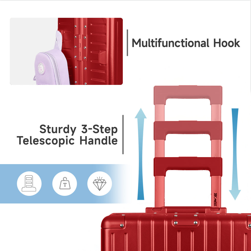 NEW YORK XPRESS Zipperless Luggage AL-12501,20in/30in,Aluminum Frame w/TSA LOCK w/Spinner Wheels