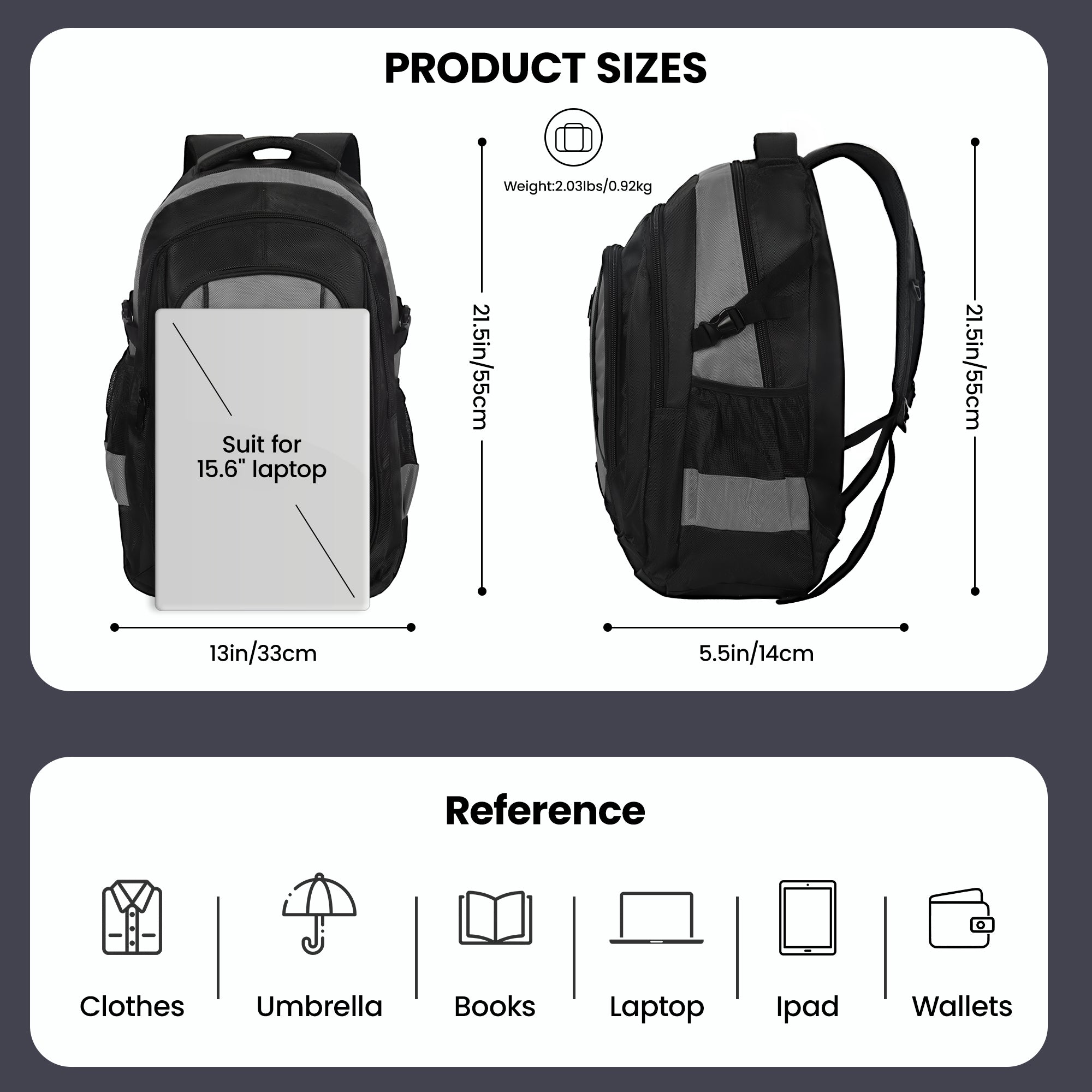 New York XPress 8160 Laptop Backpack for Men Women with 45 Liters Large Capacity,15.6 inch Laptop Computer Bag Travel Backpack,Water Resistant