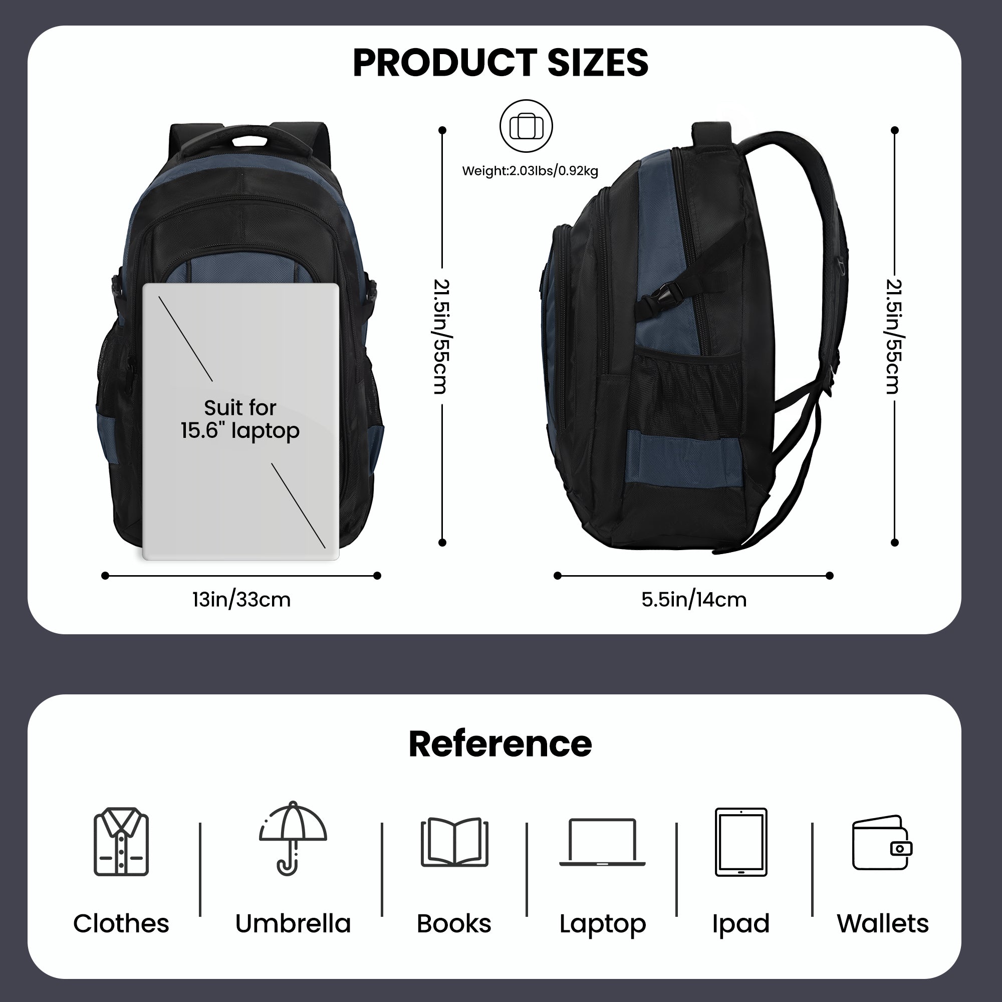 New York XPress 8160 Laptop Backpack for Men Women with 45 Liters Large Capacity,15.6 inch Laptop Computer Bag Travel Backpack,Water Resistant