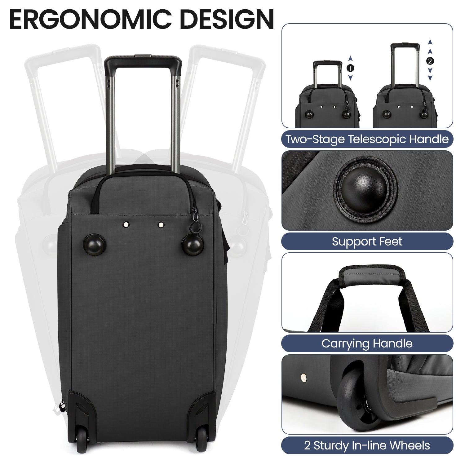 New York XPress GB-161, 2 in 1 Rolling Garment Bag with Wheels,Overnight Bags with Wheels,Rolling Duffle Bag w/Shoes Compartment
