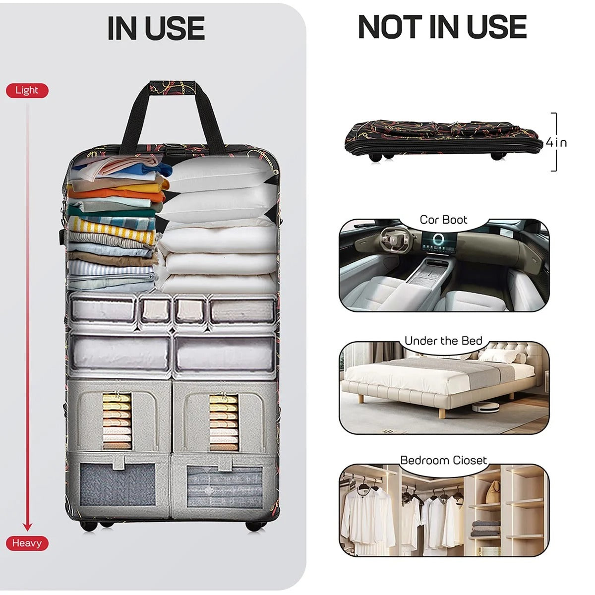 New York XPress 3 Layer Expandable Suitcase Bag Foldable Wheeled Duffel Bag with Wheels & Handles,Waterpoof Large Travel Duffel Bag for Trip Moving Storage