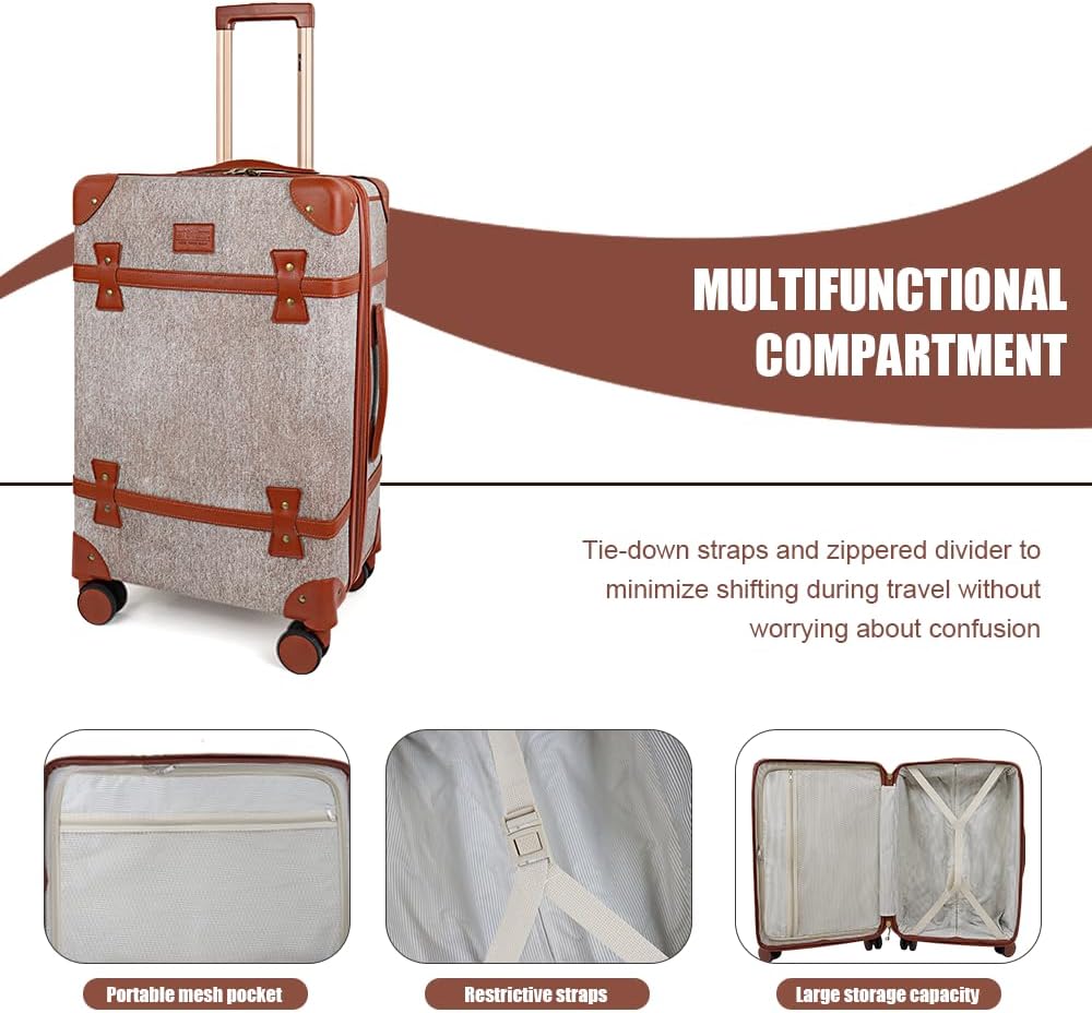 NEW YORK XPRESS 3PCs Luxury Luggage Sets, Vintage Durable Suitcase Sets w/TSA Lock & Double Spinner Wheels (20in/24in/28in)