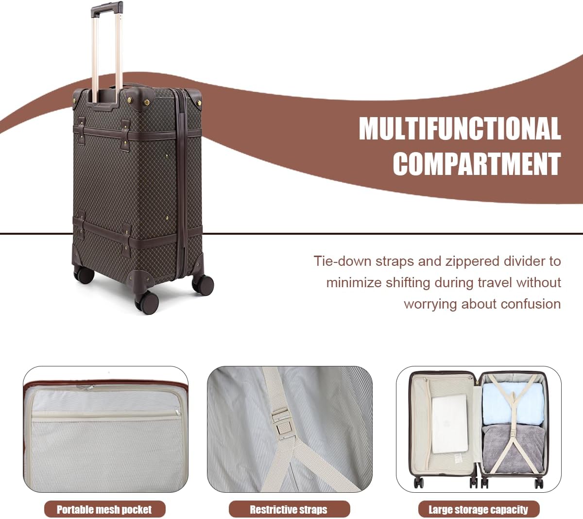 NEW YORK XPRESS 3PCs Luxury Luggage Sets, Vintage Durable Suitcase Sets w/TSA Lock & Double Spinner Wheels (20in/24in/28in)