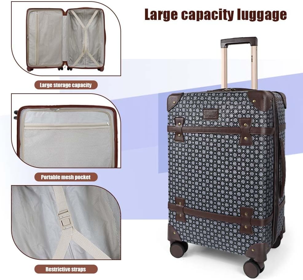 NEW YORK XPRESS 3PCs Luxury Luggage Sets, Vintage Durable Suitcase Sets w/TSA Lock & Double Spinner Wheels (20in/24in/28in)