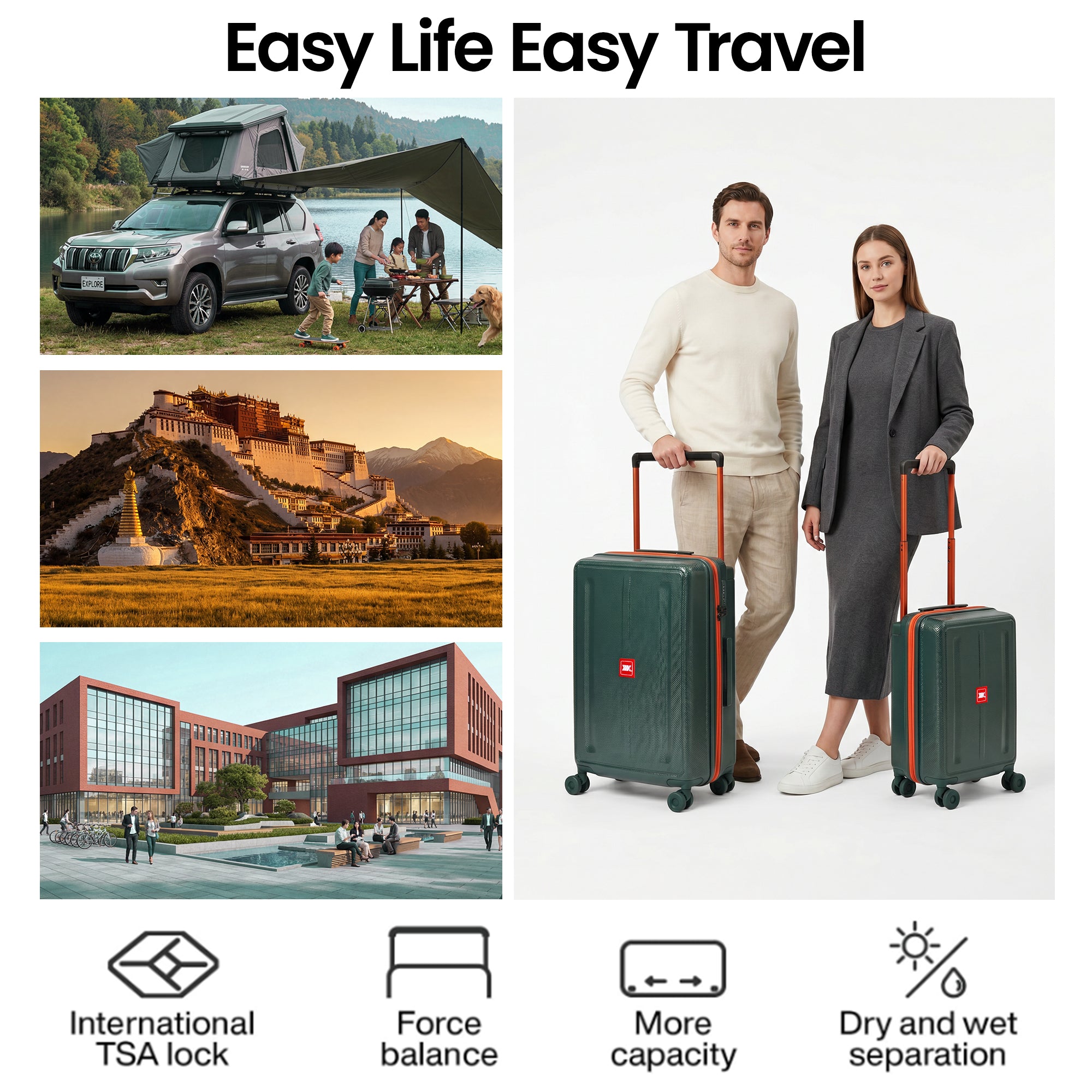New York XPress LP-13803,3-Piece PC Hardshell Luggage, Expandable 20%, Spinner Wheels, TSA Lock, Wide Handle(20in/26in30in)