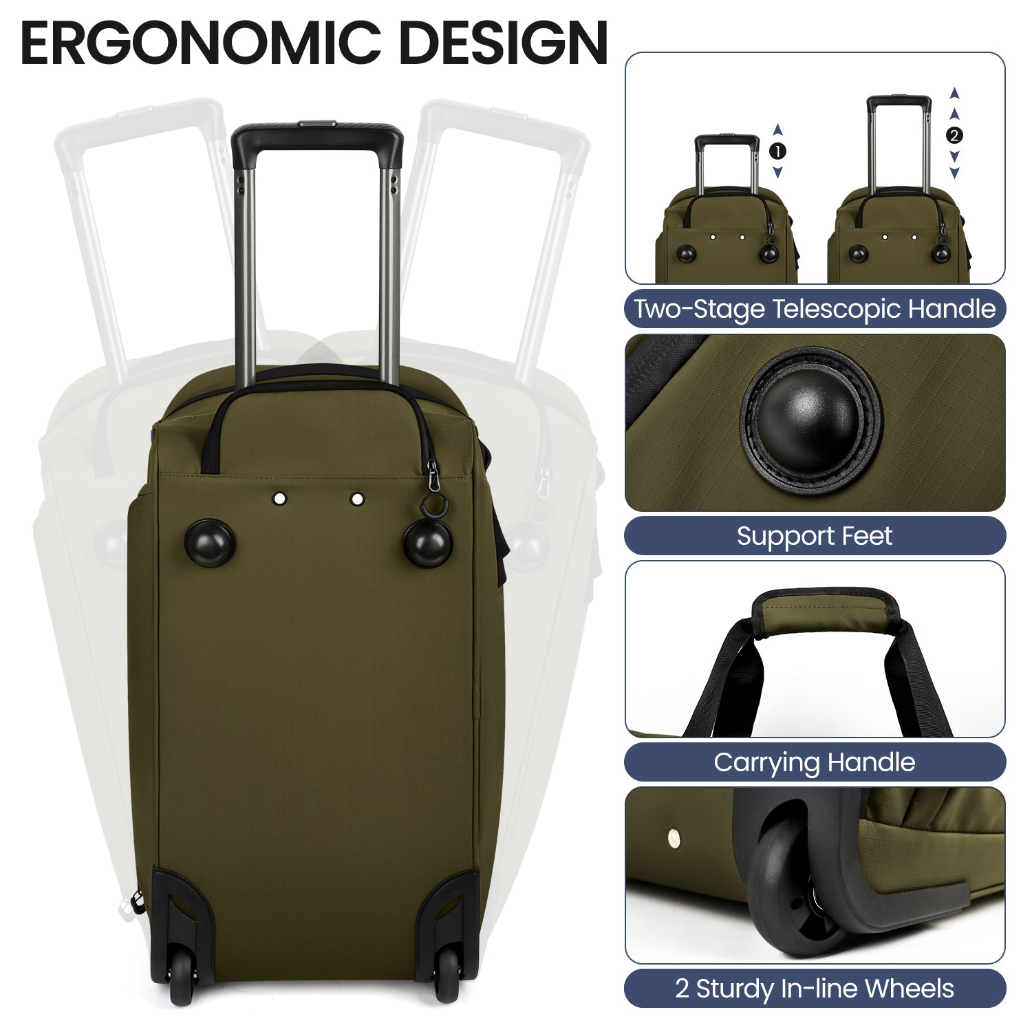 New York XPress GB-161, 2 in 1 Rolling Garment Bag with Wheels,Overnight Bags with Wheels,Rolling Duffle Bag w/Shoes Compartment