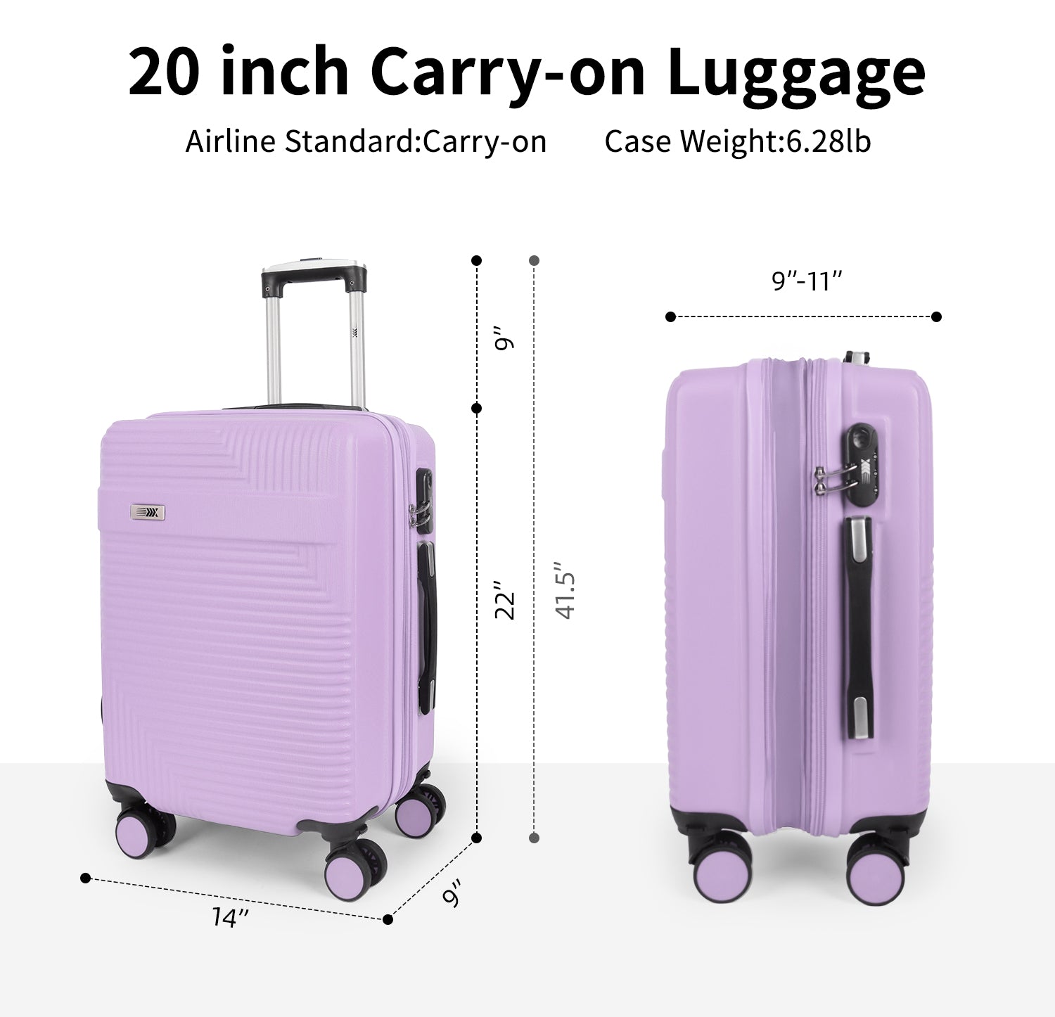 NEW YORK XPRESS WD-588-20" Hardside Carry-On Luggage for Airplane,Hardshell Suitcase with 8 Spinner Wheels