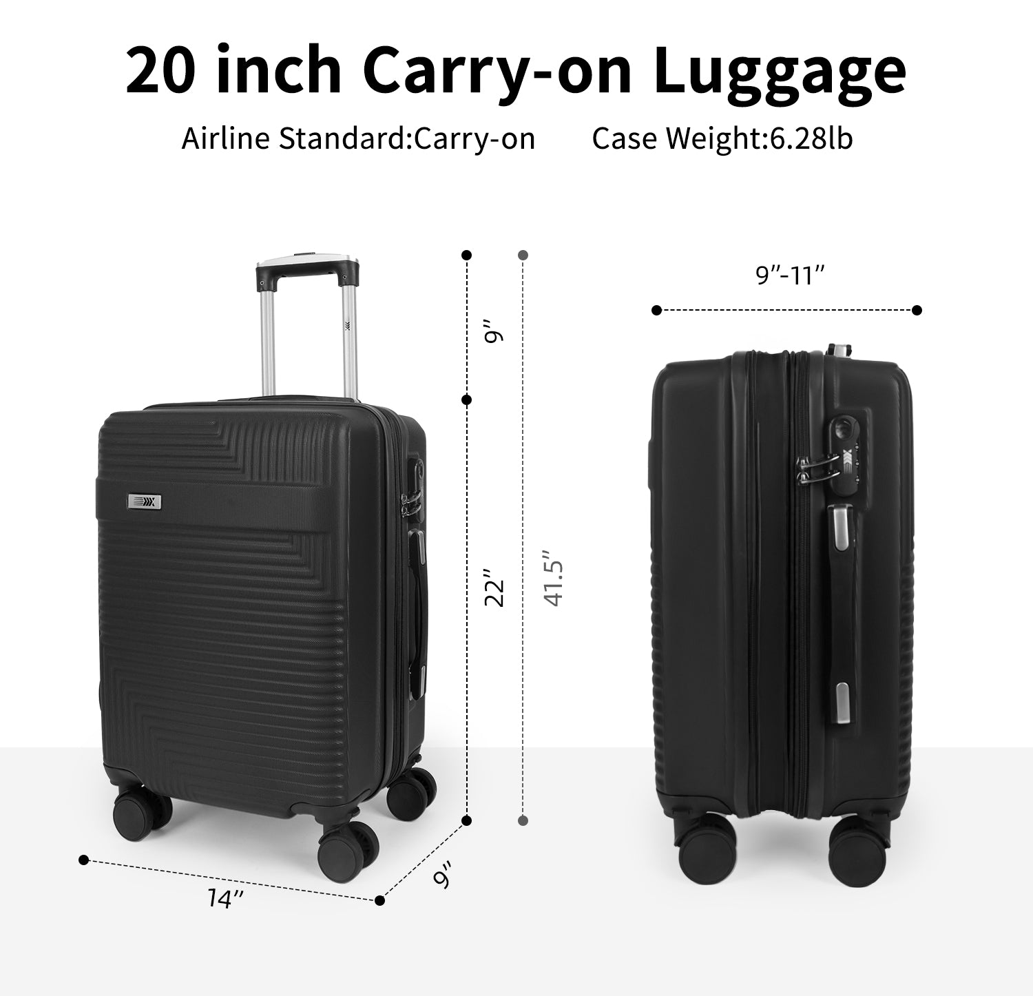 NEW YORK XPRESS WD-588-20" Hardside Carry-On Luggage for Airplane,Hardshell Suitcase with 8 Spinner Wheels
