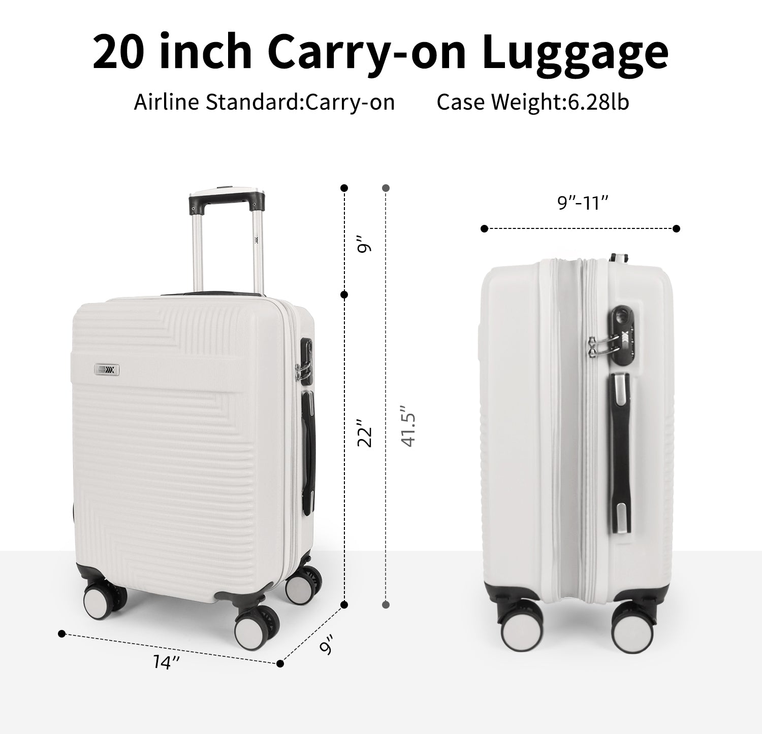 NEW YORK XPRESS WD-588-20" Hardside Carry-On Luggage for Airplane,Hardshell Suitcase with 8 Spinner Wheels